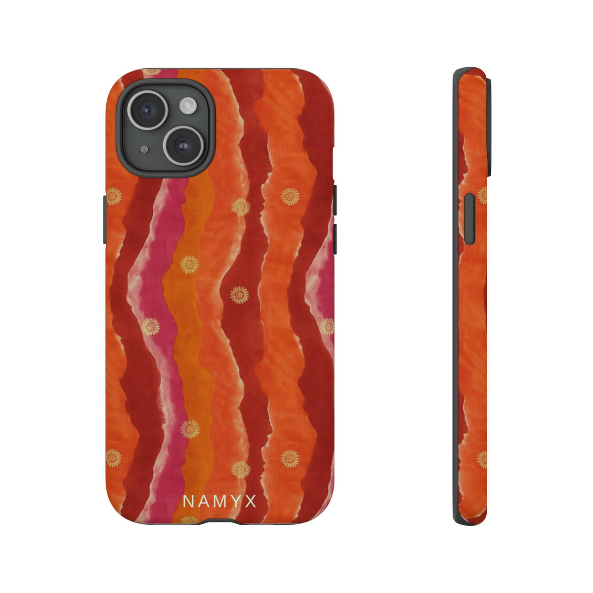 Abstract Red Waves Phone Case — Bold Orange & Pink Protective Tough Case