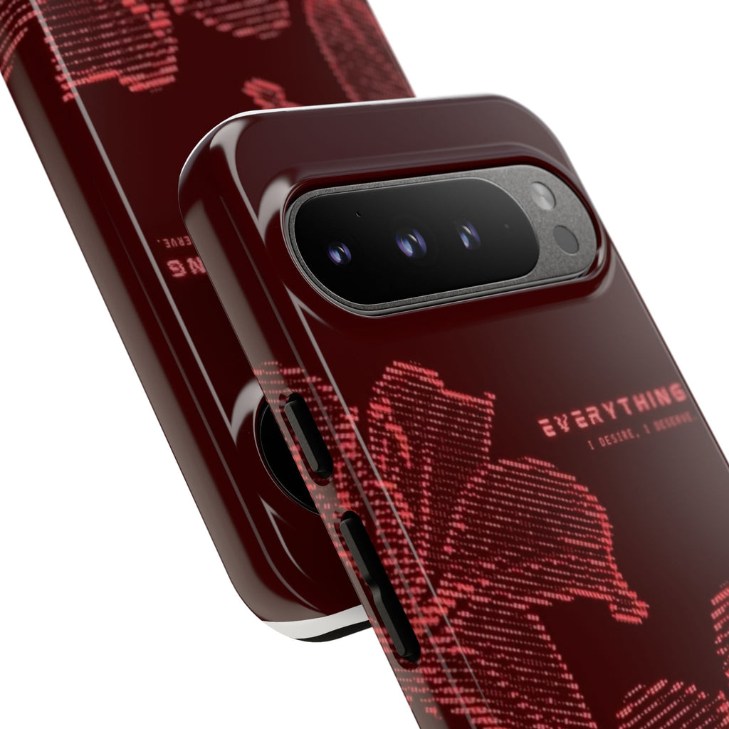 Floral Tough Phone Case — 'Everything' Burgundy Protective Cover