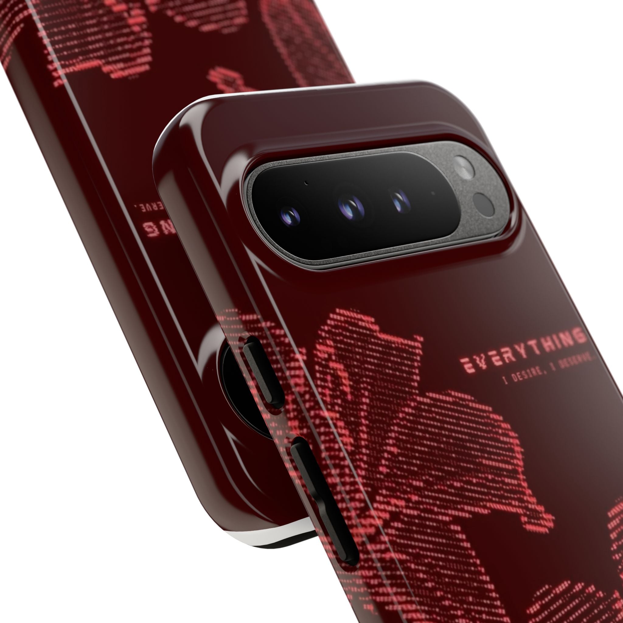 Floral Tough Phone Case — 'Everything' Burgundy Protective Cover