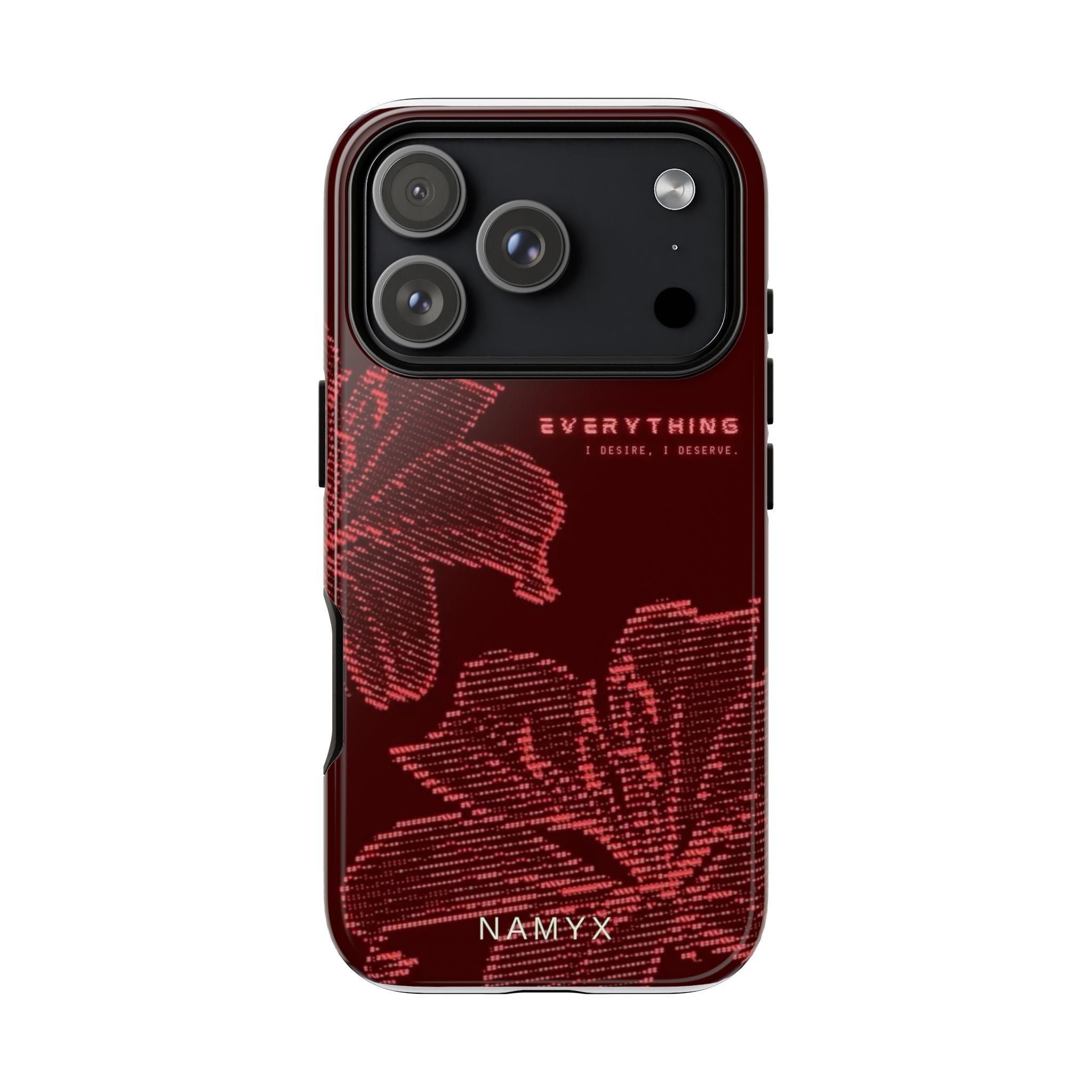 Floral Tough Phone Case — 'Everything' Burgundy Protective Cover
