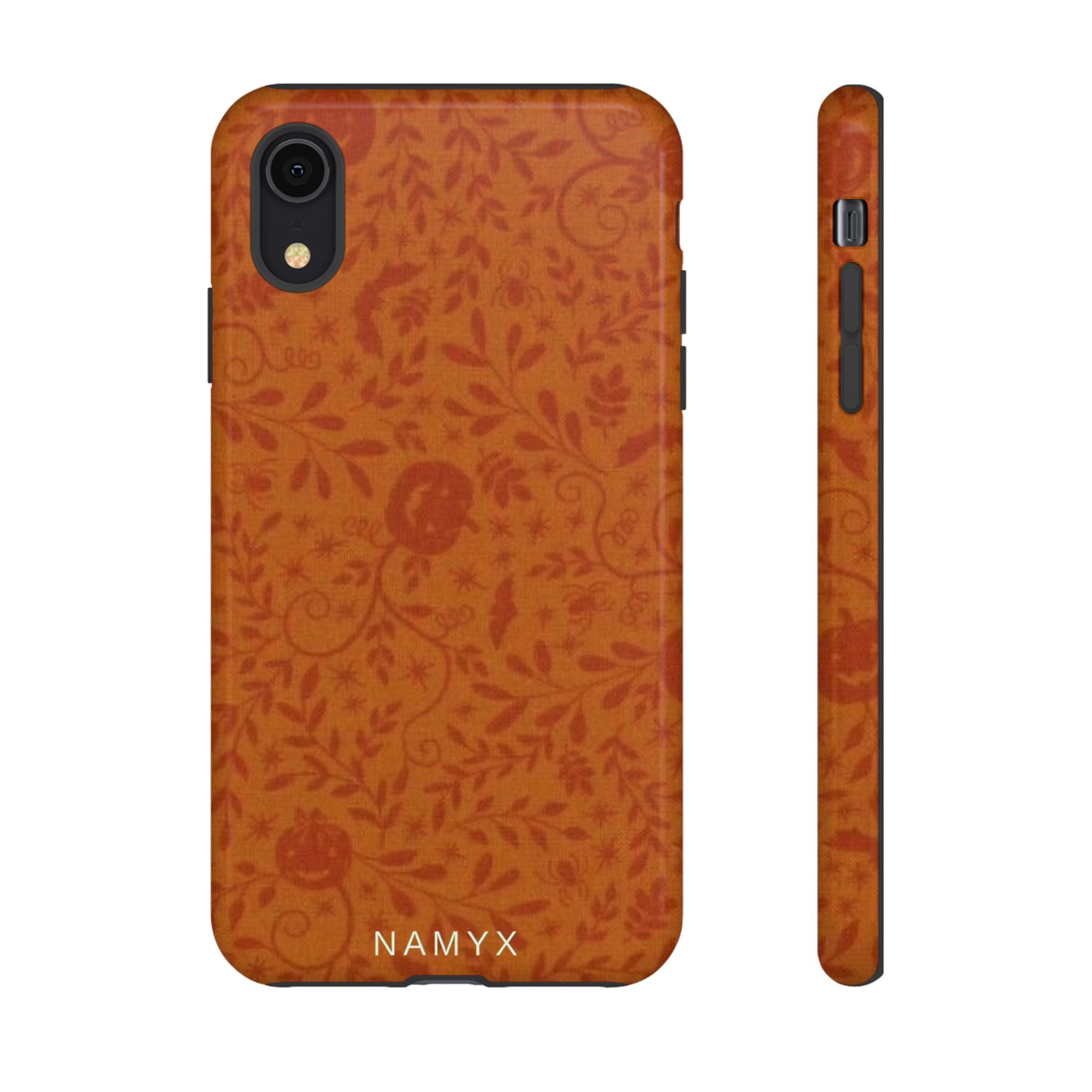 Floral Leather Phone Case — Rustic Orange Botanical Tough Case
