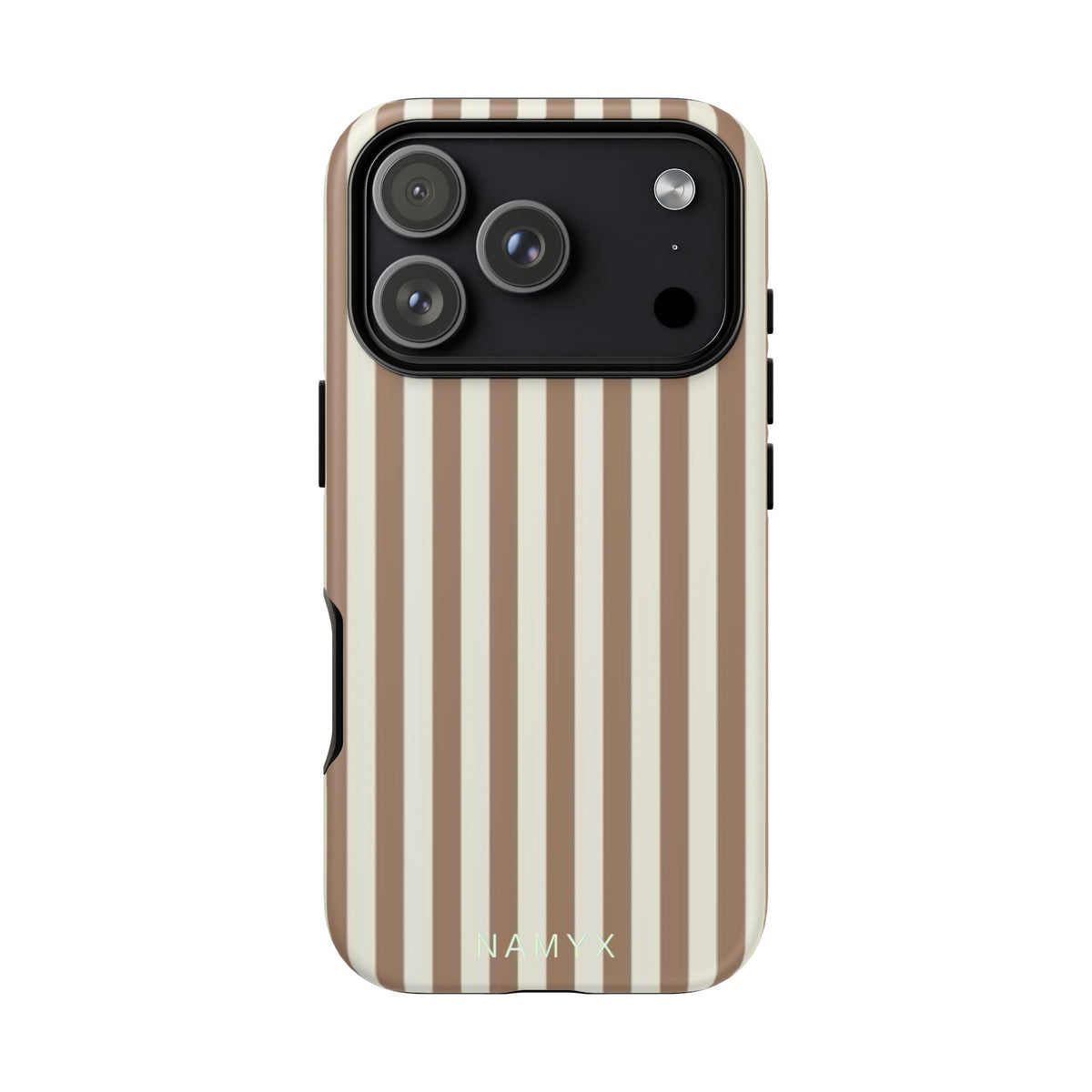 Striped Beige Phone Case — Classic Vertical Brown & Cream Stripe Tough Case
