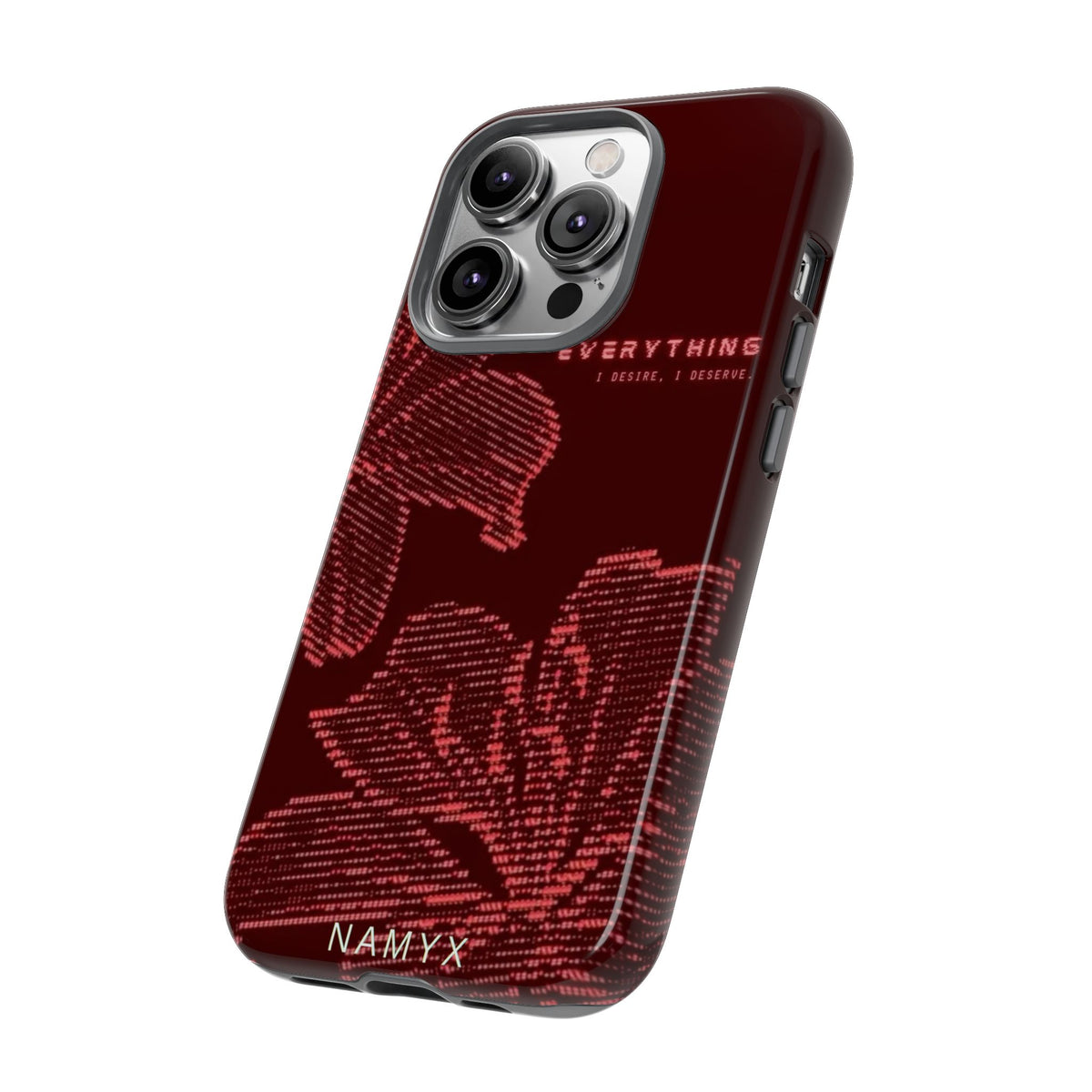 Floral Tough Phone Case — 'Everything' Burgundy Protective Cover