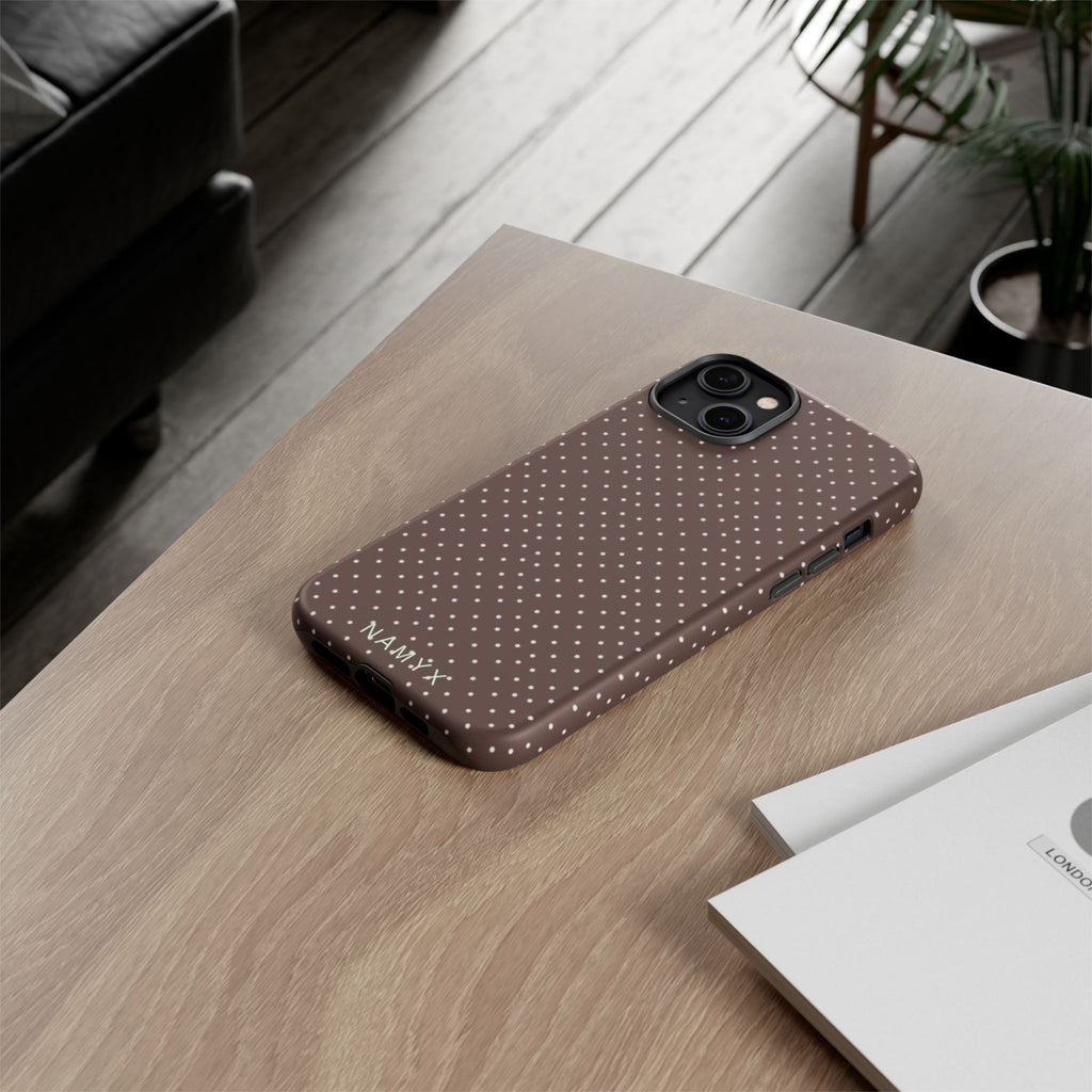 Brown Polka Dot Tough Phone Case - Slim Protective iPhone Cover