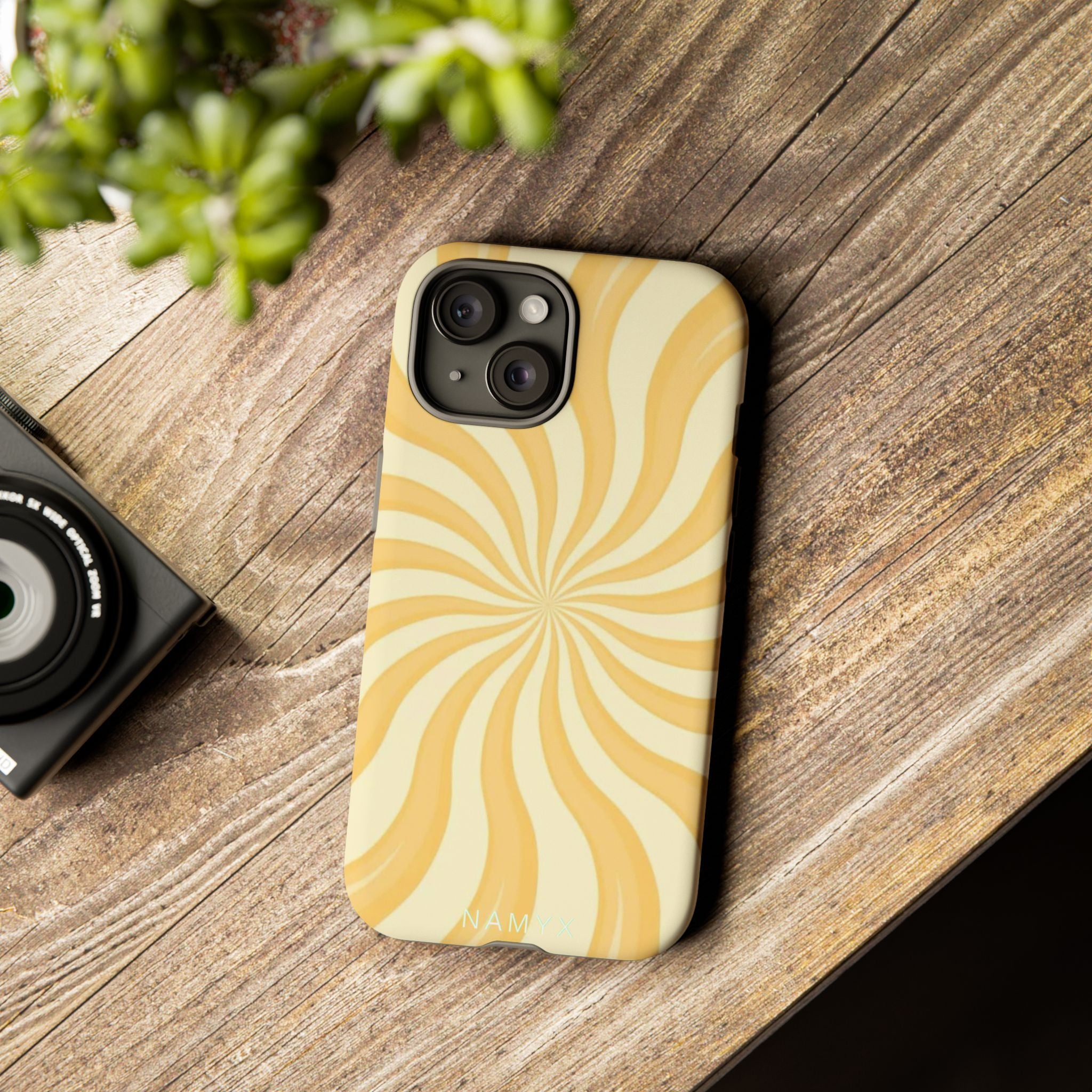 Phone Case — Retro Yellow Swirl Tough Protective Cover