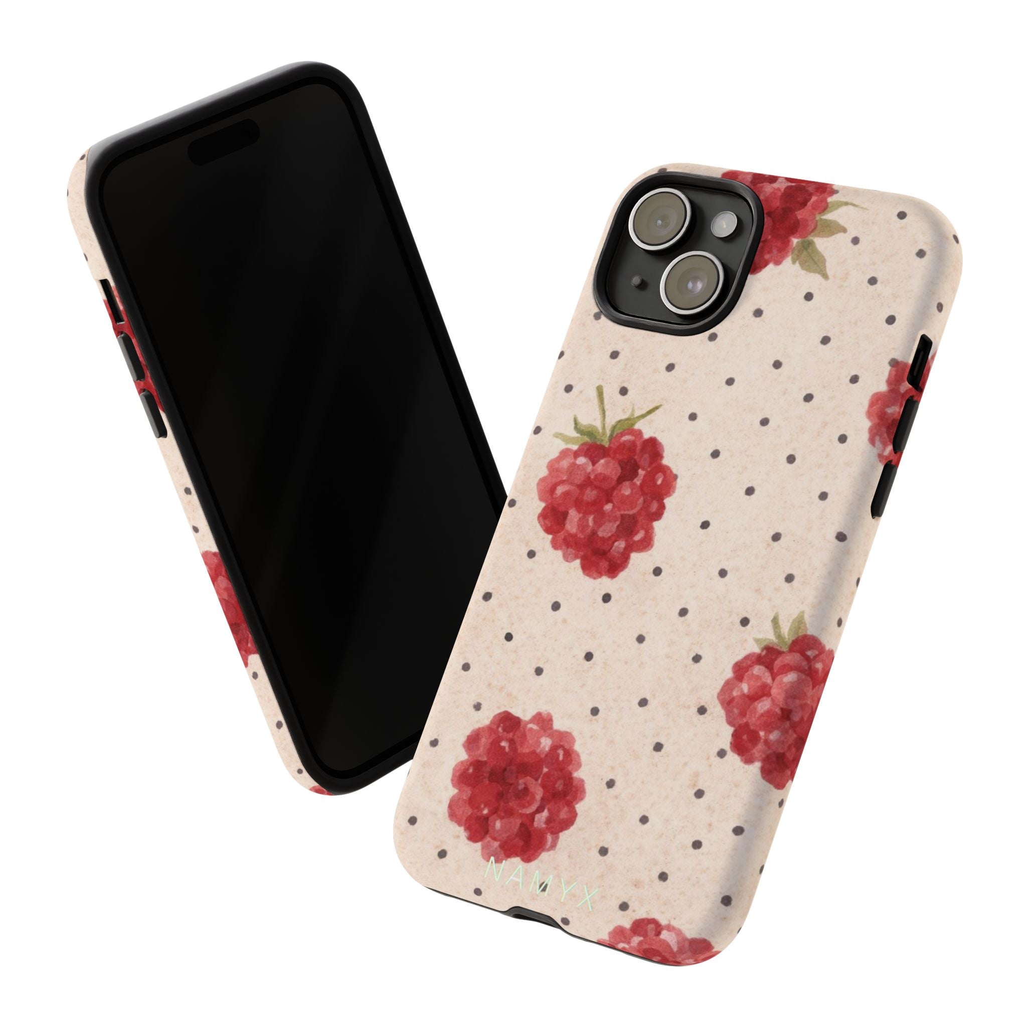 Raspberry Dotted Tough Phone Case — Vintage Floral Protective Cover