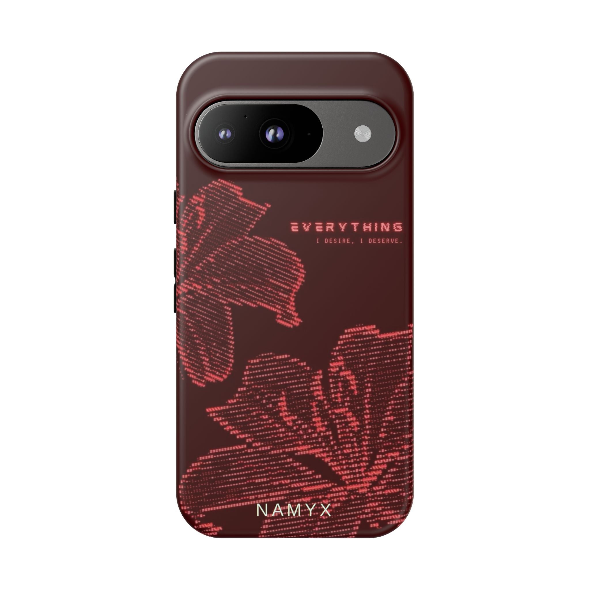 Floral Tough Phone Case — 'Everything' Burgundy Protective Cover
