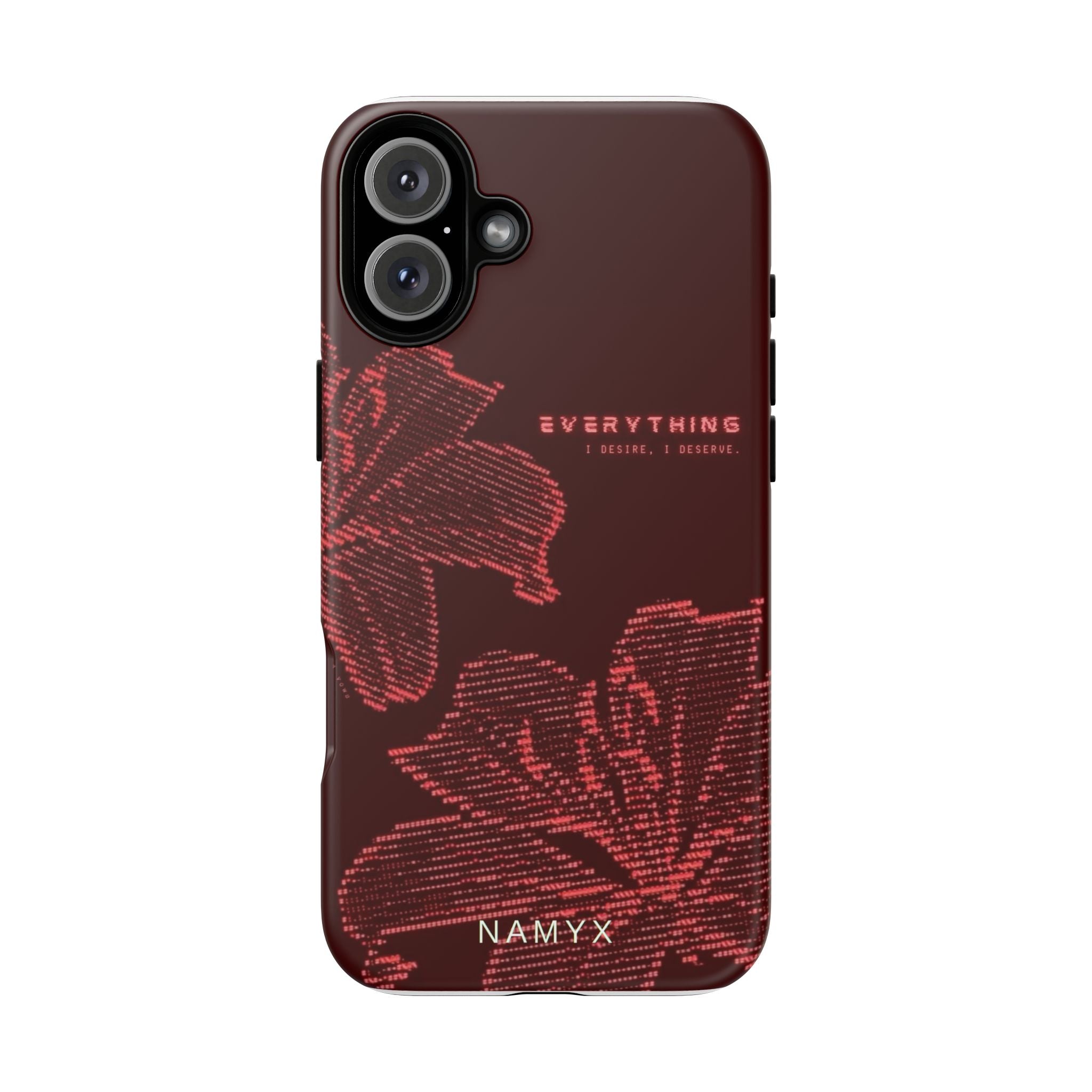 Floral Tough Phone Case — 'Everything' Burgundy Protective Cover