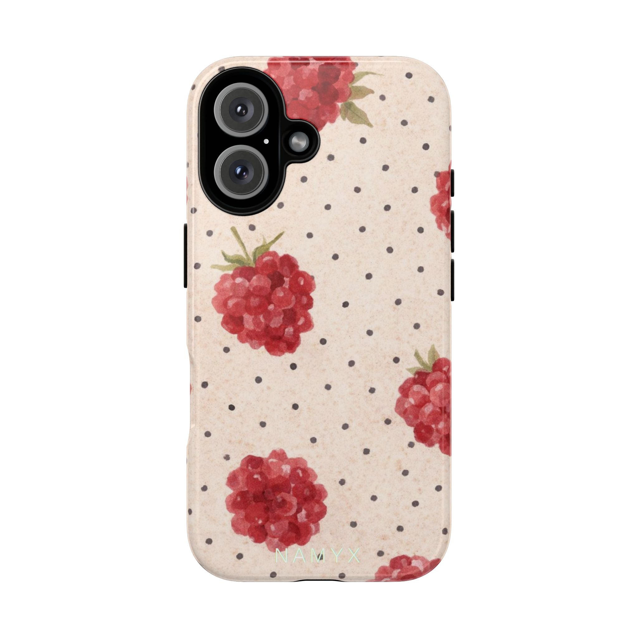 Raspberry Dotted Tough Phone Case — Vintage Floral Protective Cover