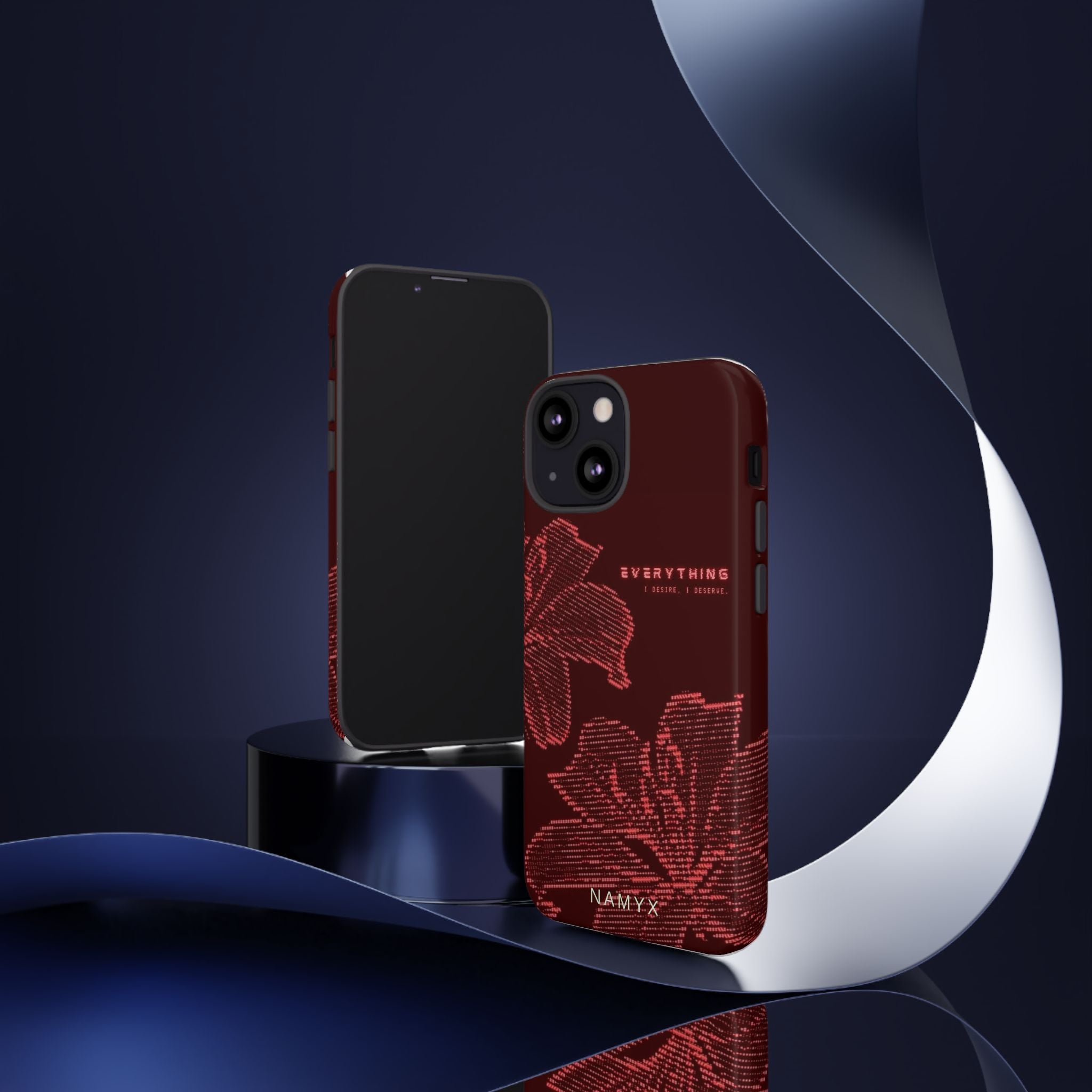 Floral Tough Phone Case — 'Everything' Burgundy Protective Cover
