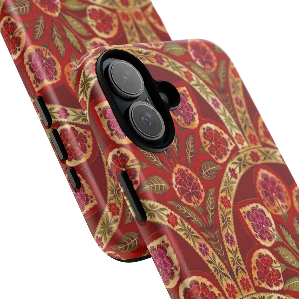 Floral Paisley Tough Phone Case — Red Gold Vintage Pattern
