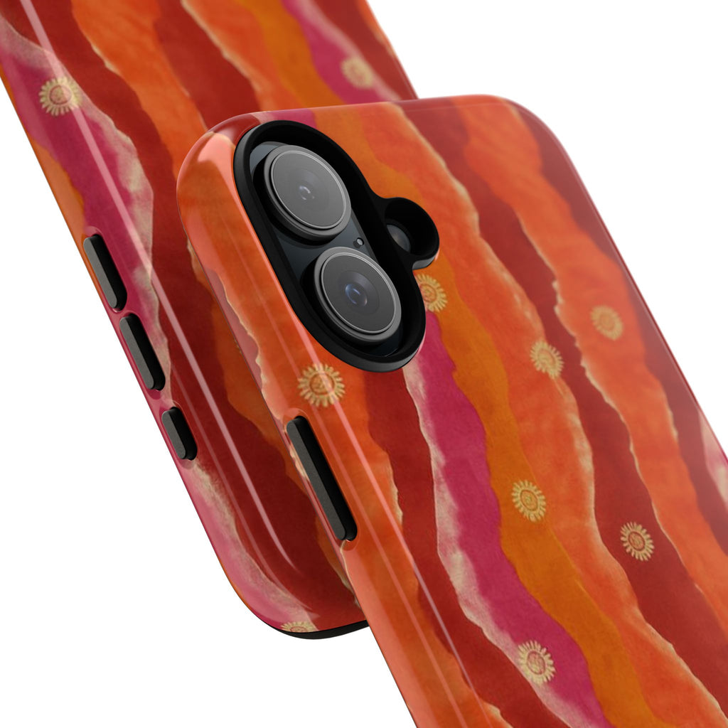 Abstract Red Waves Phone Case — Bold Orange & Pink Protective Tough Case