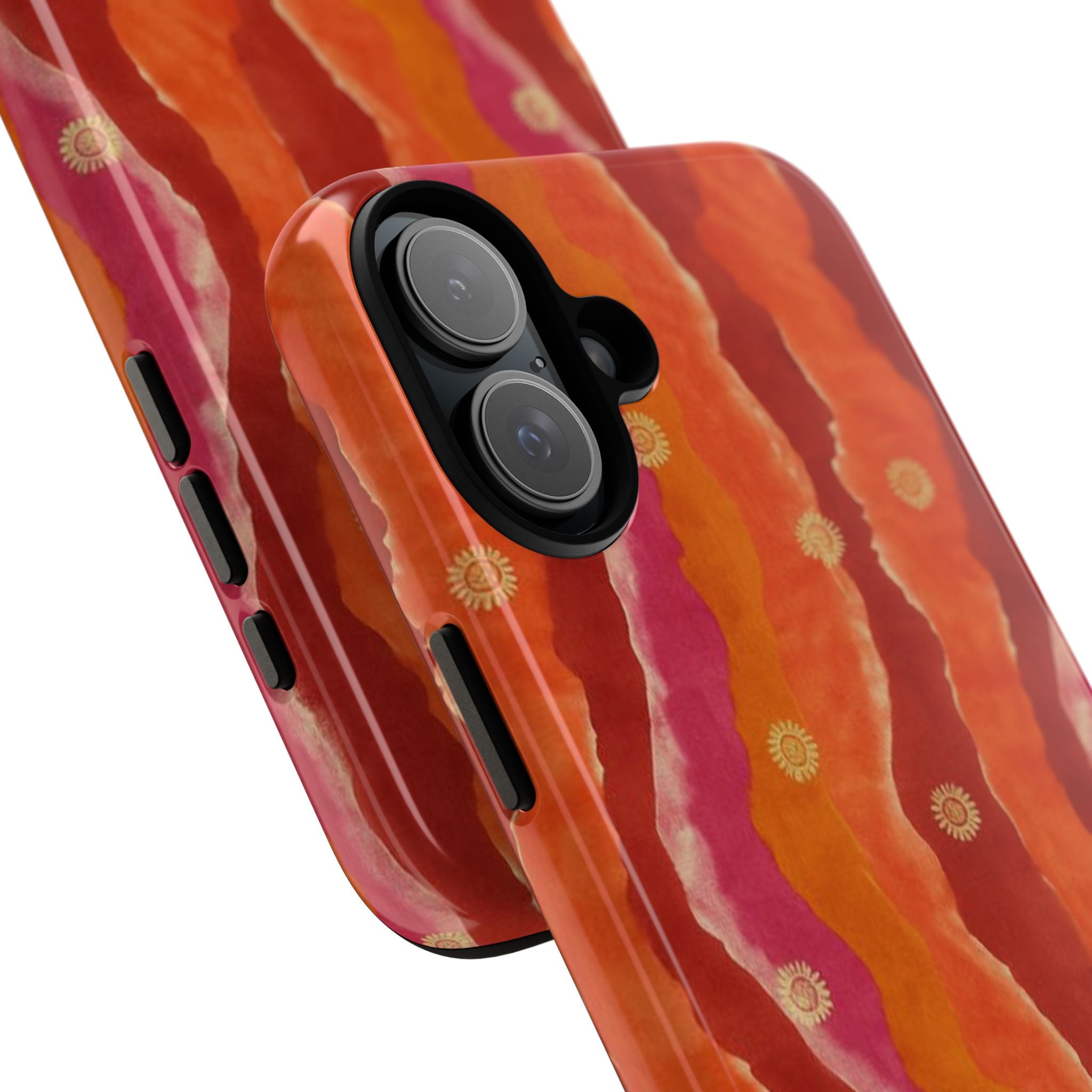 Abstract Red Waves Phone Case — Bold Orange & Pink Protective Tough Case