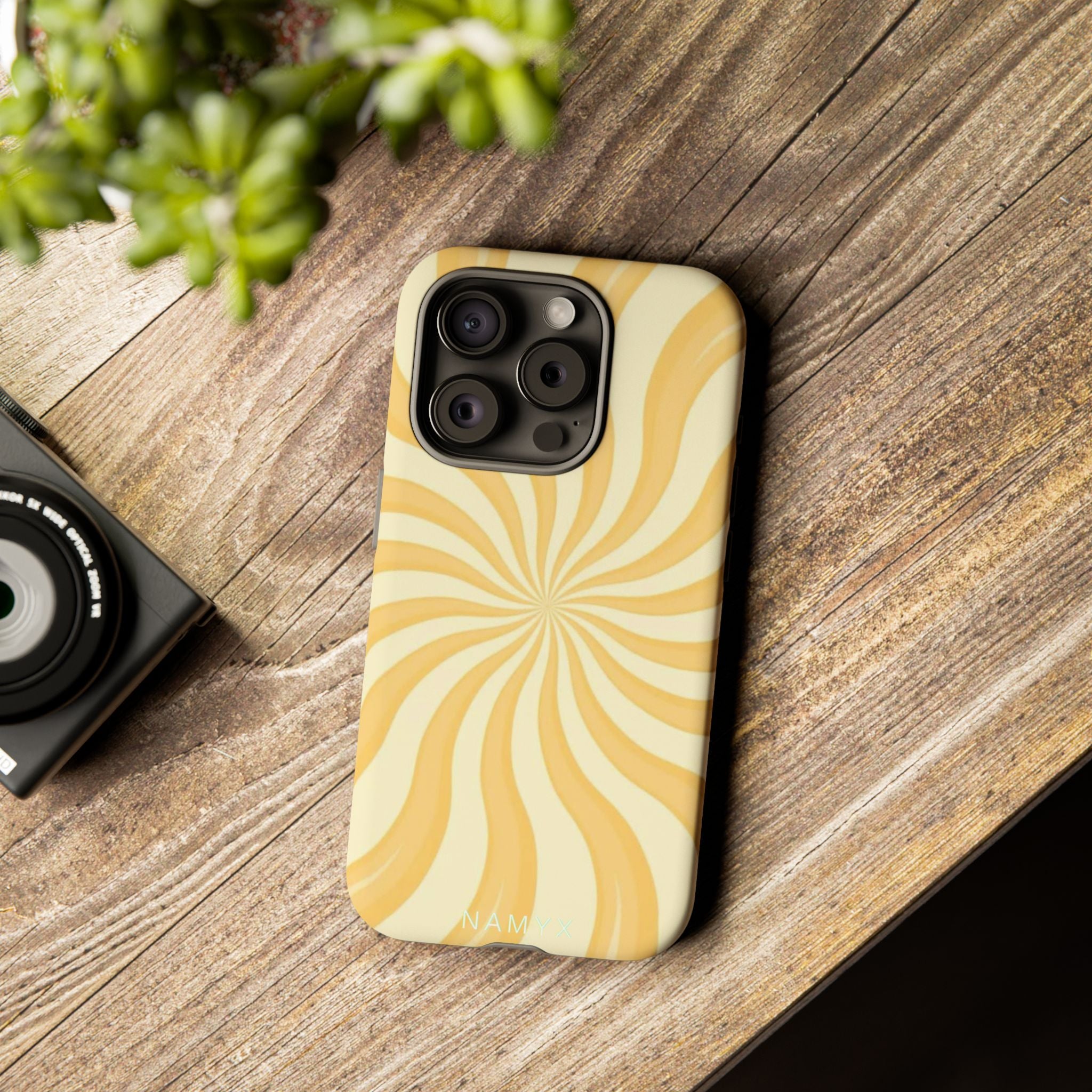 Phone Case — Retro Yellow Swirl Tough Protective Cover