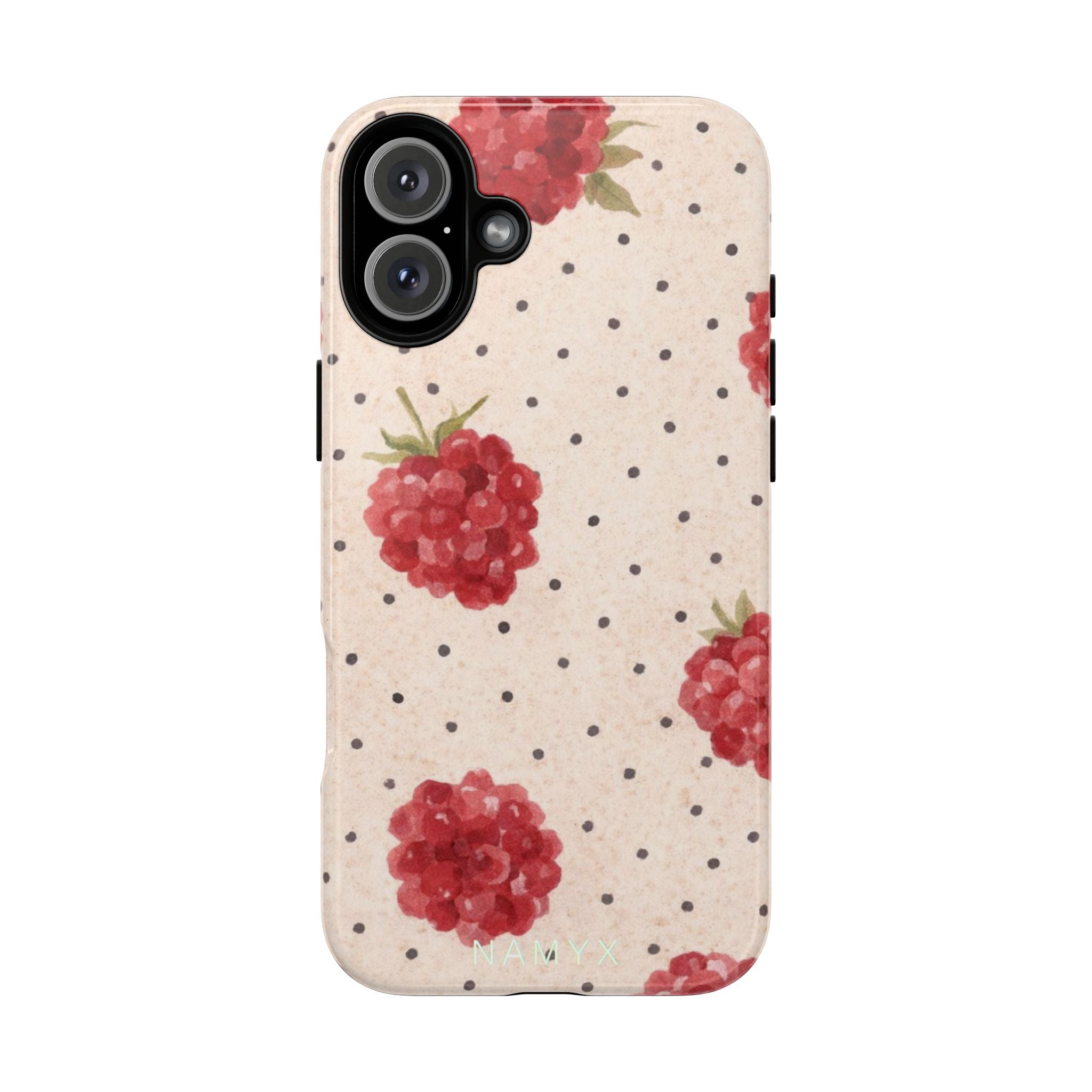 Raspberry Dotted Tough Phone Case — Vintage Floral Protective Cover