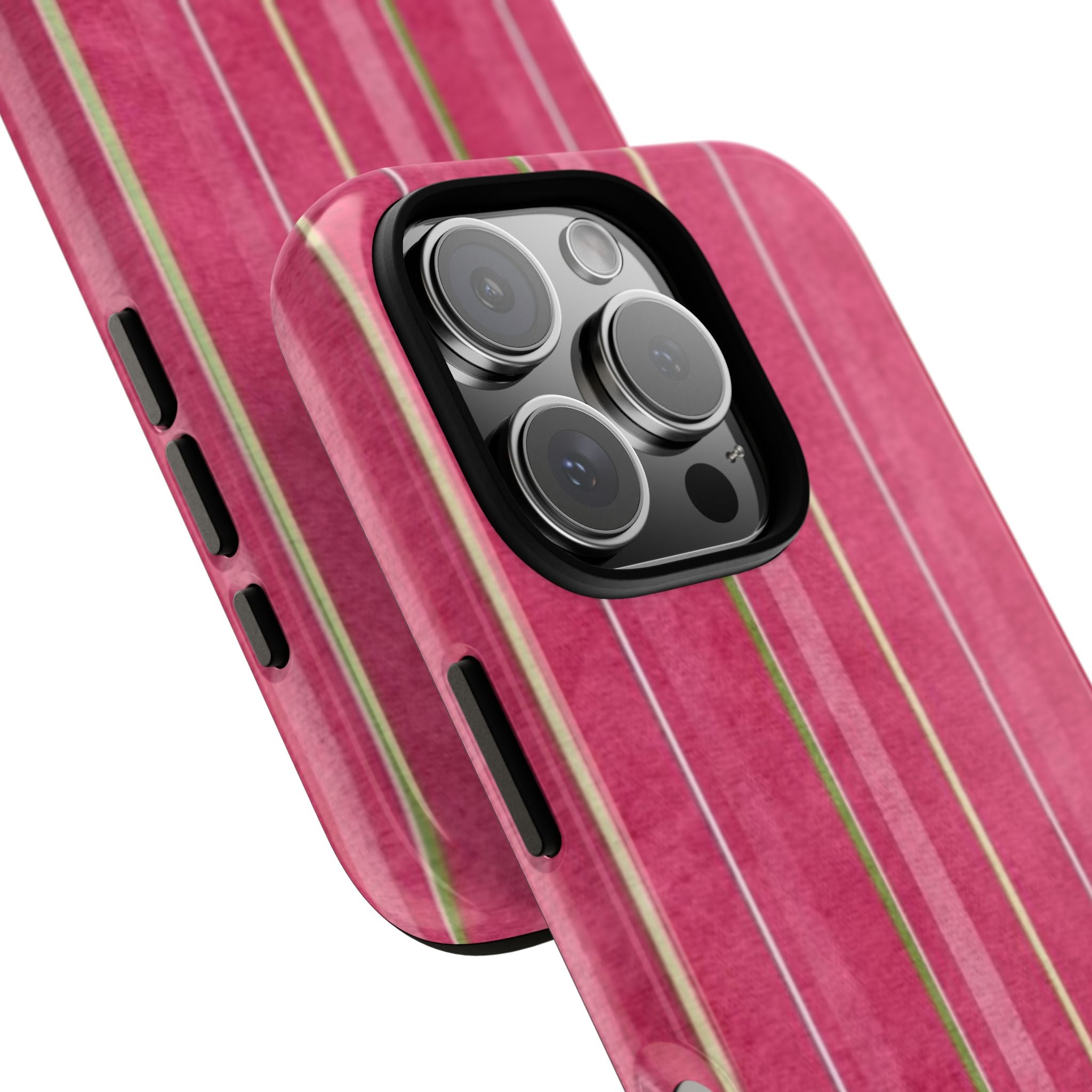 Pink Vertical Stripe Tough Phone Case — Durable Protective iPhone Cover with Subtle Vintage Stripes