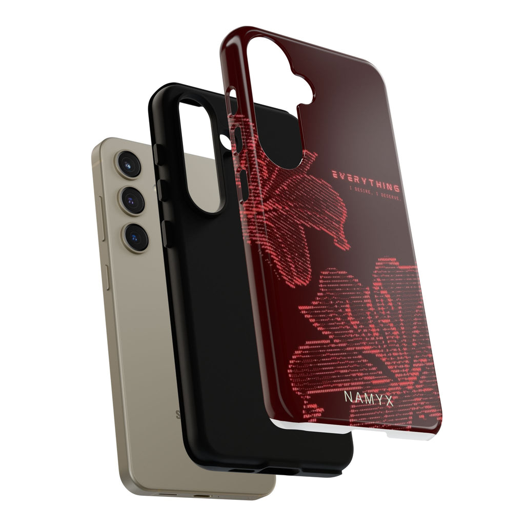 Floral Tough Phone Case — 'Everything' Burgundy Protective Cover