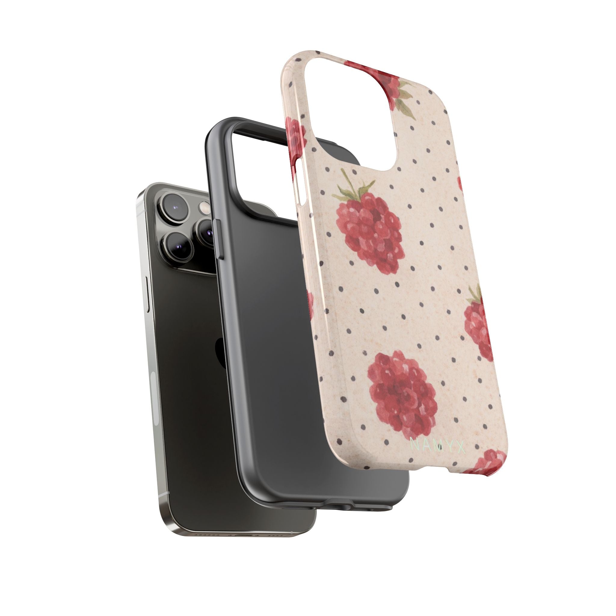Raspberry Dotted Tough Phone Case — Vintage Floral Protective Cover