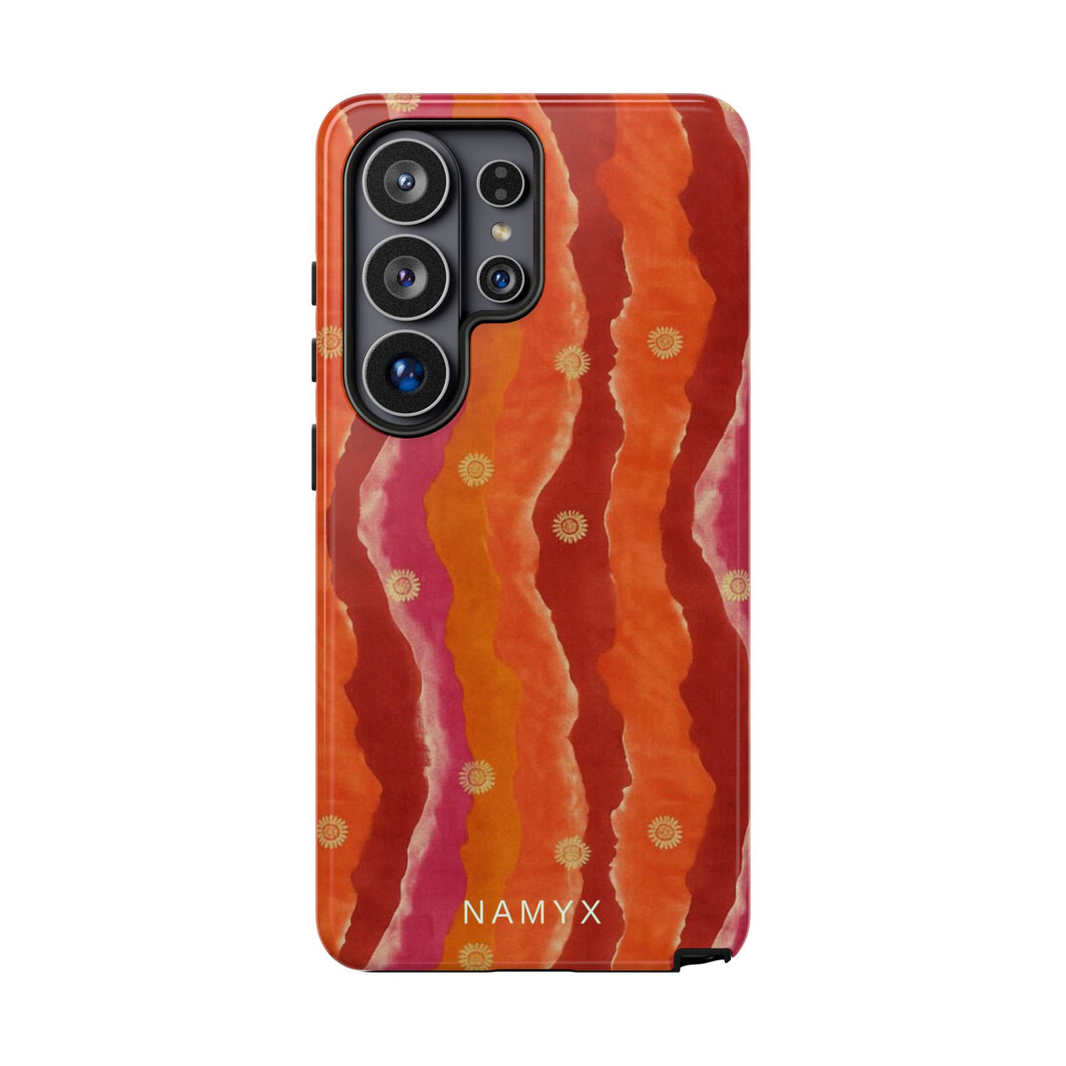 Abstract Red Waves Phone Case — Bold Orange & Pink Protective Tough Case