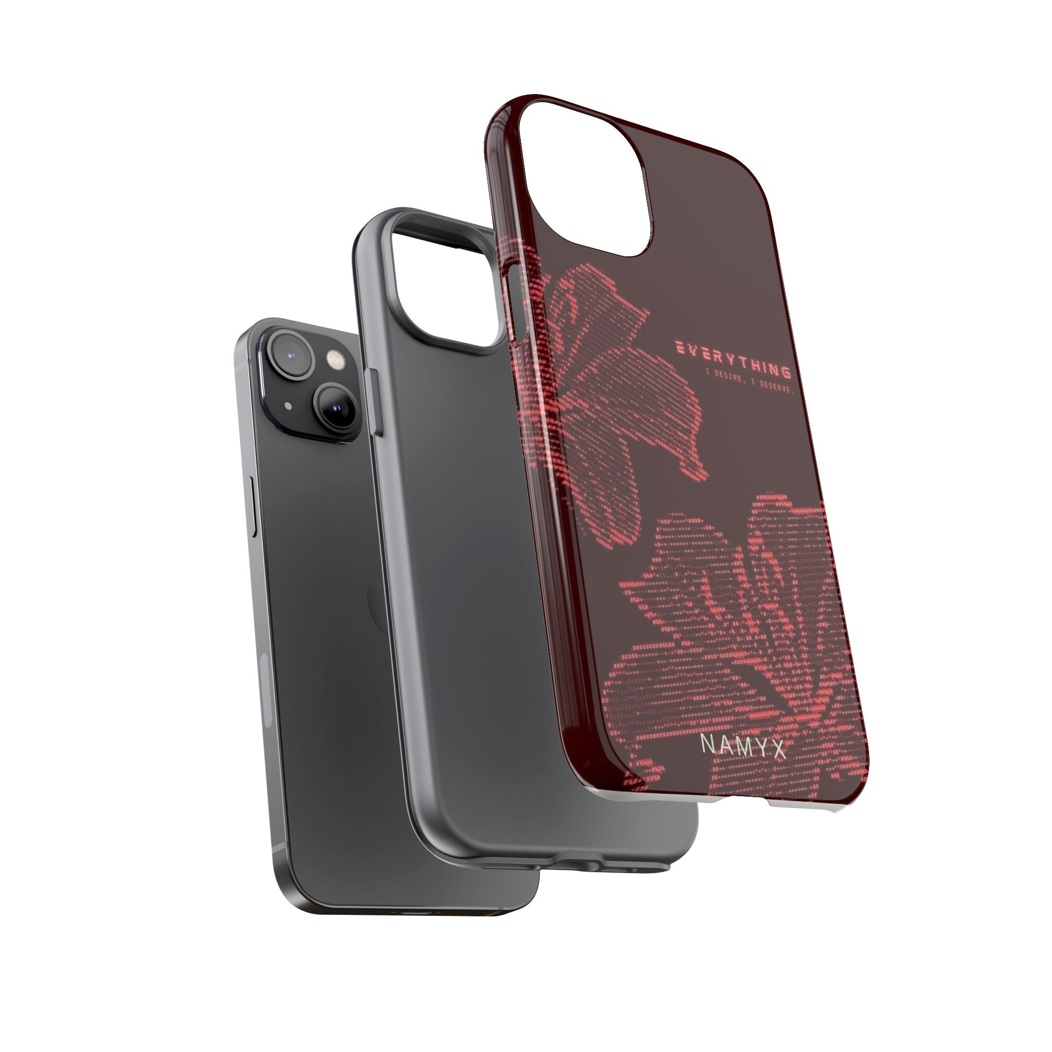 Floral Tough Phone Case — 'Everything' Burgundy Protective Cover