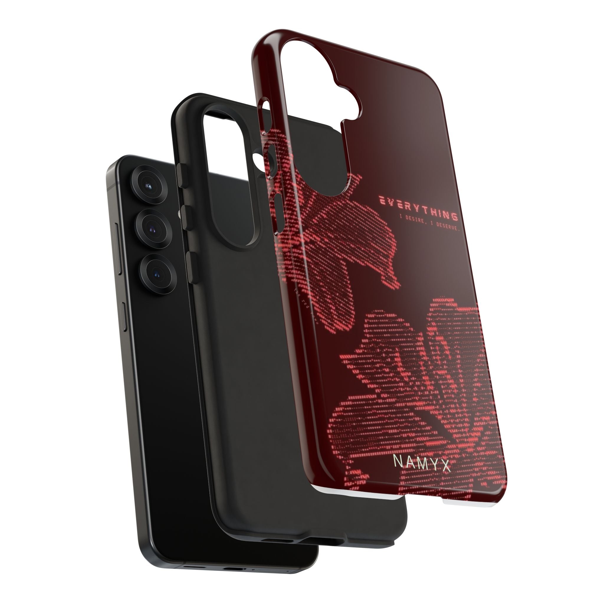 Floral Tough Phone Case — 'Everything' Burgundy Protective Cover