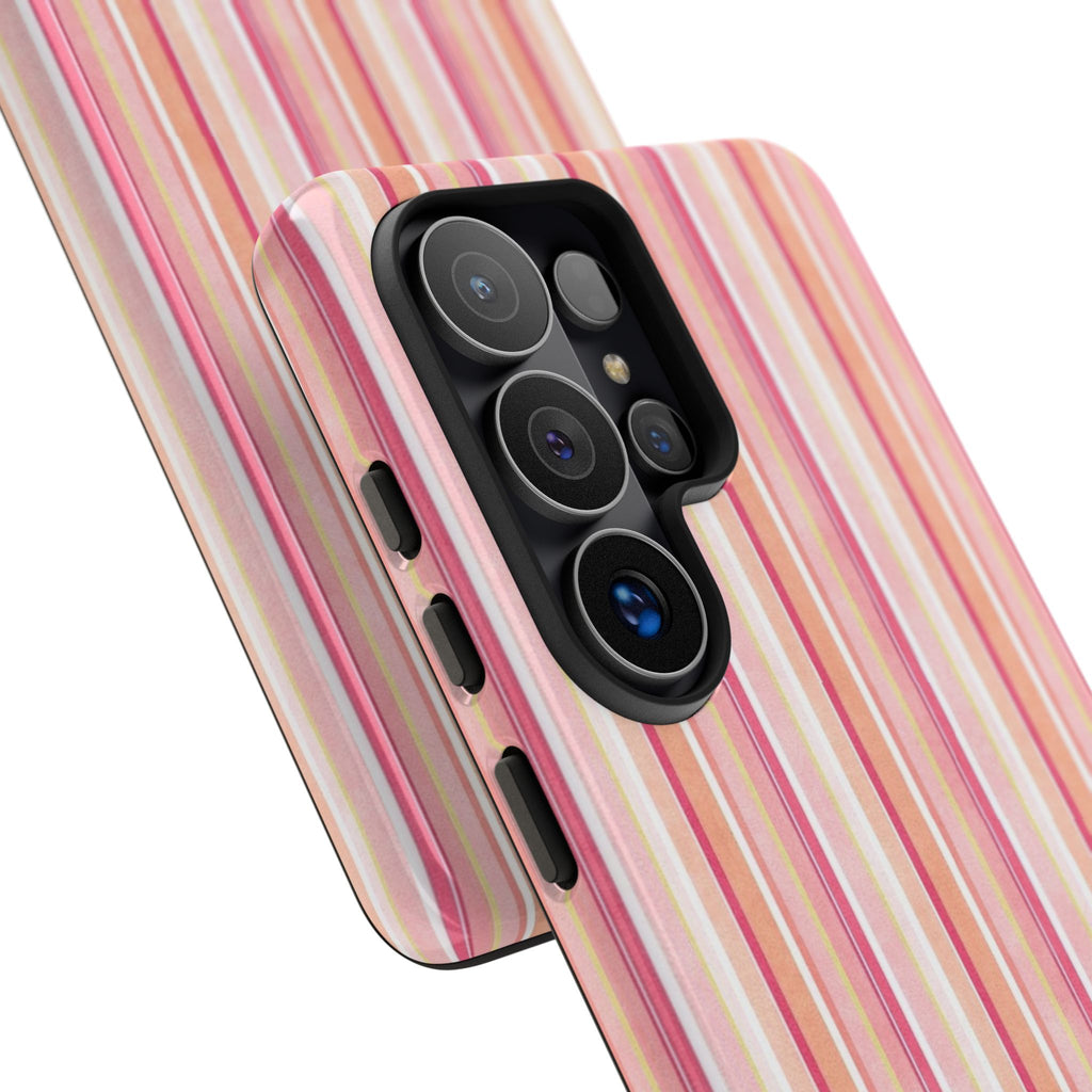 Pink Vintage Stripe Tough Phone Case