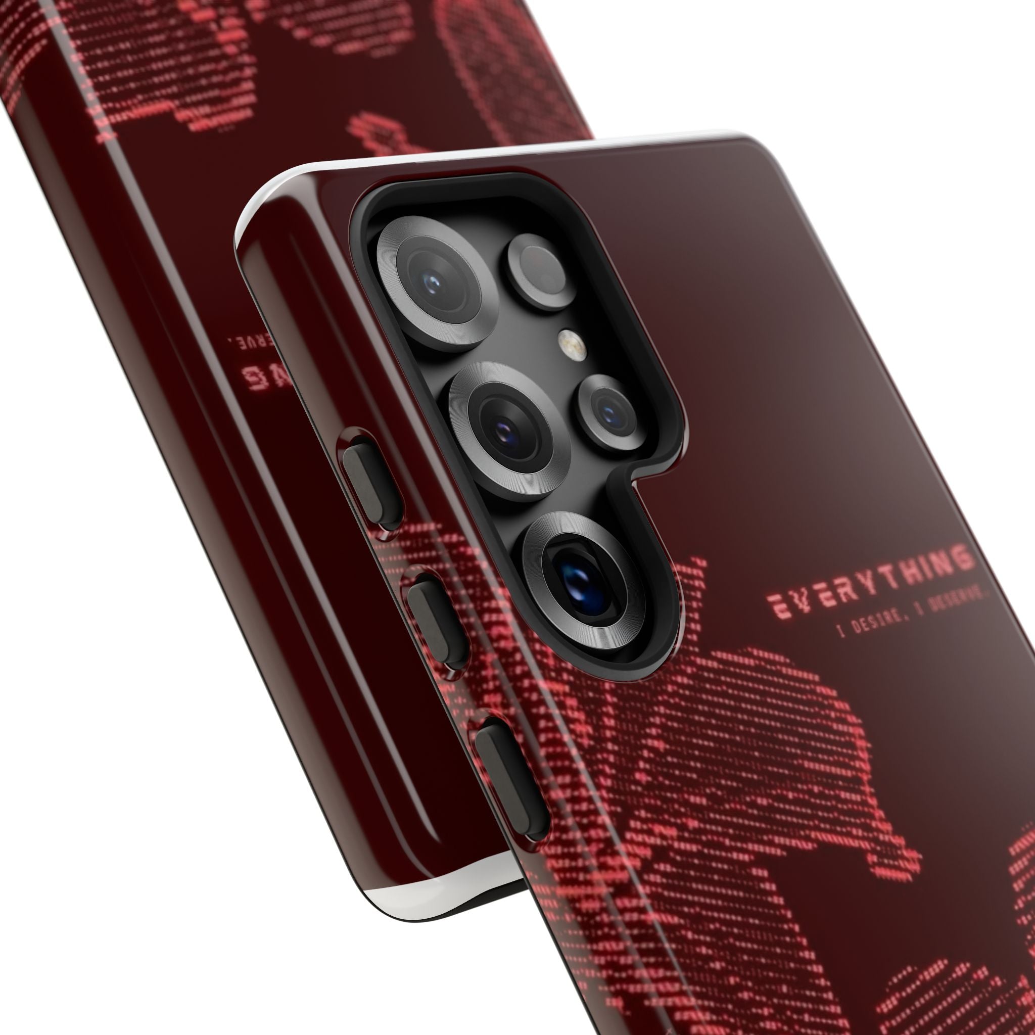 Floral Tough Phone Case — 'Everything' Burgundy Protective Cover