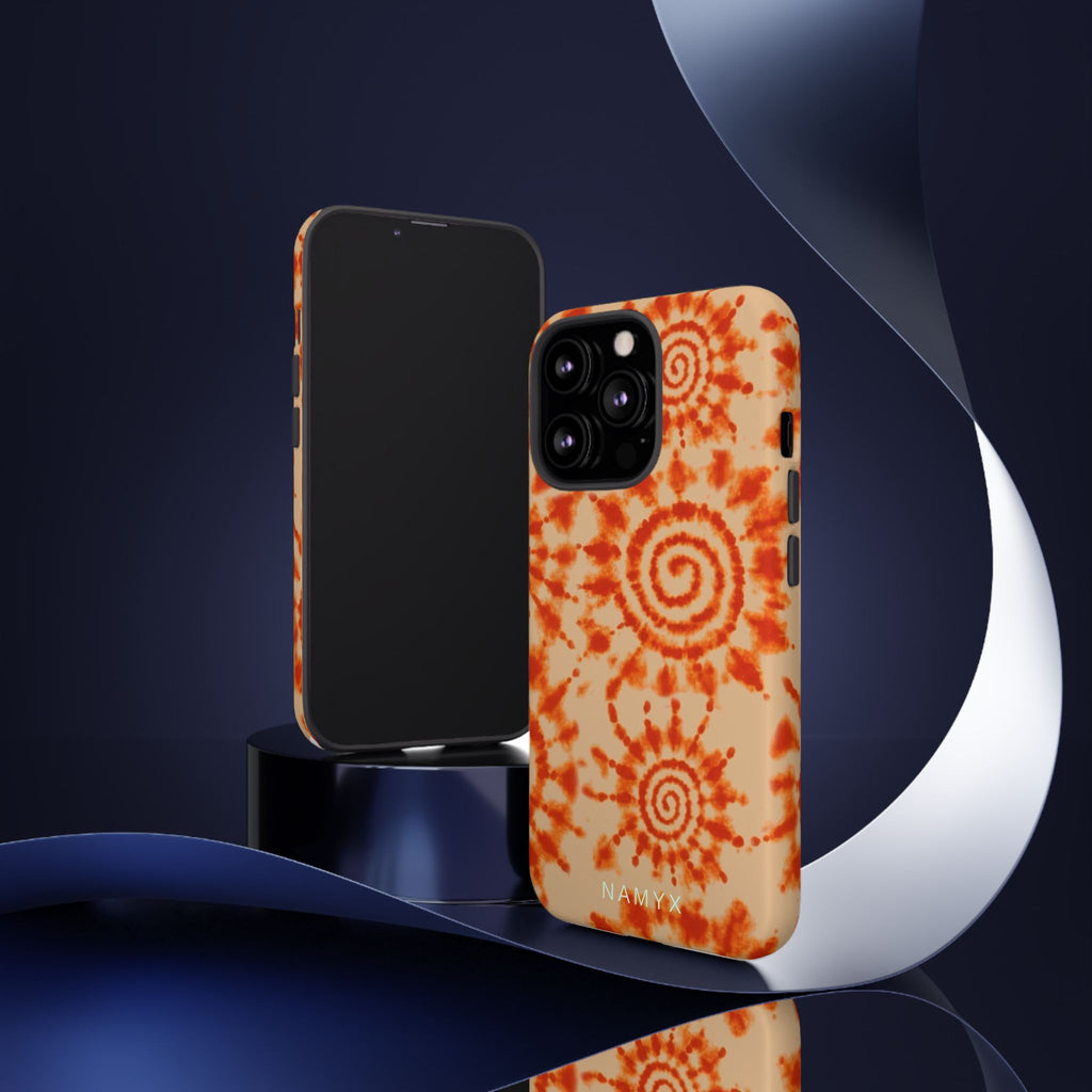 Tie-Dye Spiral Tough Phone Case — Orange Retro Protective Case