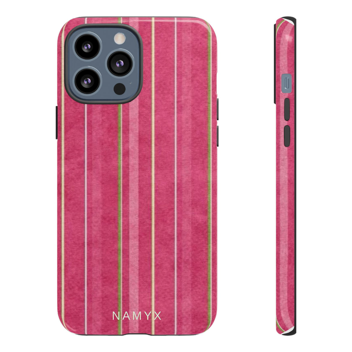 Pink Vertical Stripe Tough Phone Case — Durable Protective iPhone Cover with Subtle Vintage Stripes