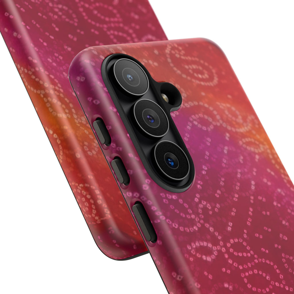 Floral Bandana Tough Case — Protective Phone Case with Pink Orange Paisley Design
