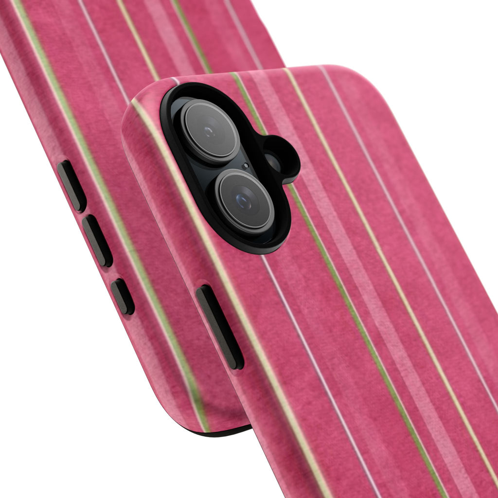 Pink Vertical Stripe Tough Phone Case — Durable Protective iPhone Cover with Subtle Vintage Stripes