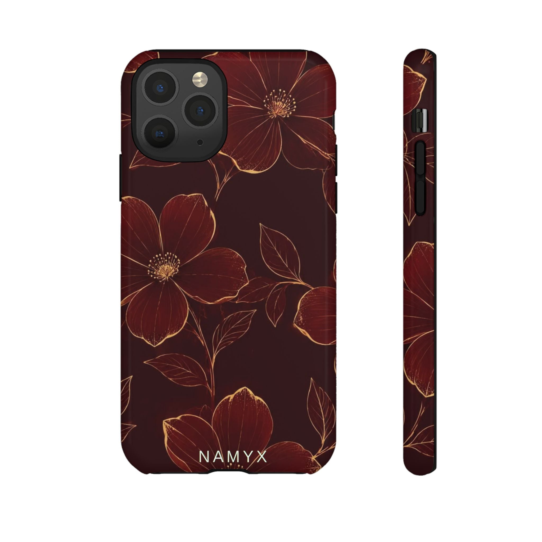 Floral Tough Case — Dark Red Botanical Phone Case