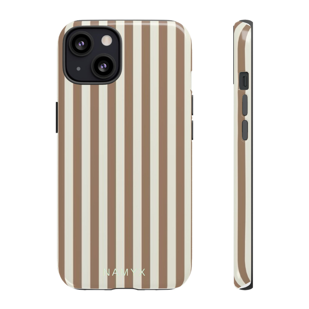 Striped Beige Phone Case — Classic Vertical Brown & Cream Stripe Tough Case