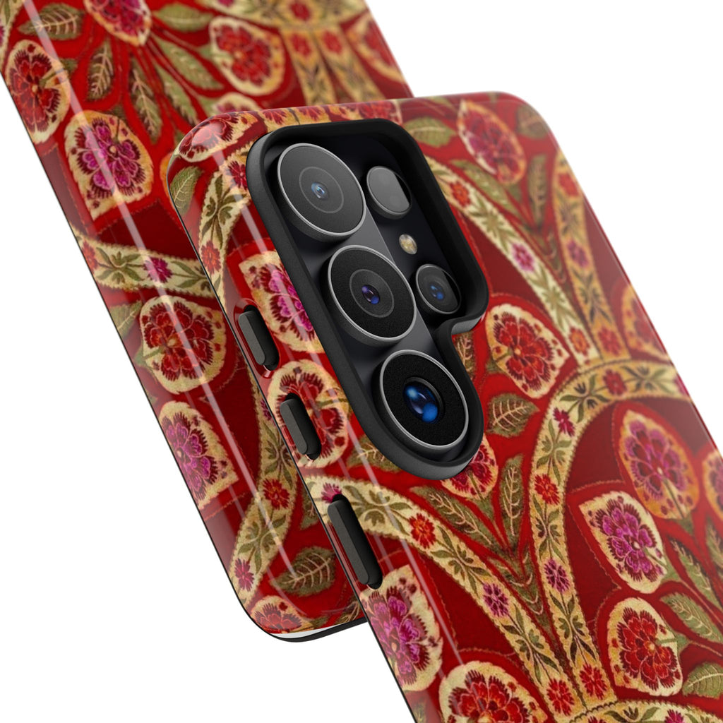 Floral Paisley Tough Phone Case — Red Gold Vintage Pattern