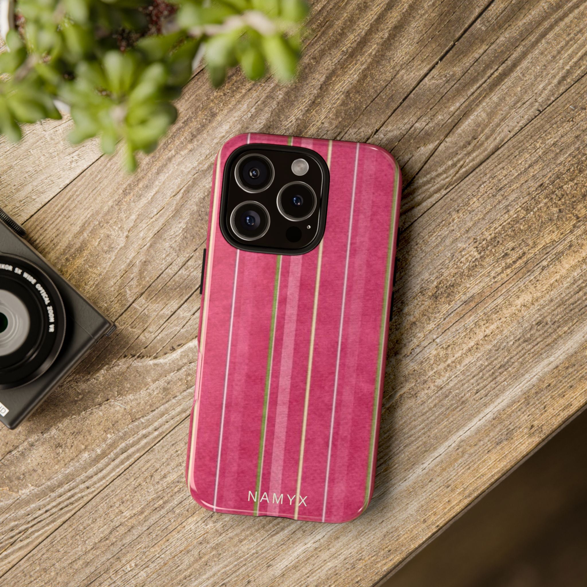 Pink Vertical Stripe Tough Phone Case — Durable Protective iPhone Cover with Subtle Vintage Stripes