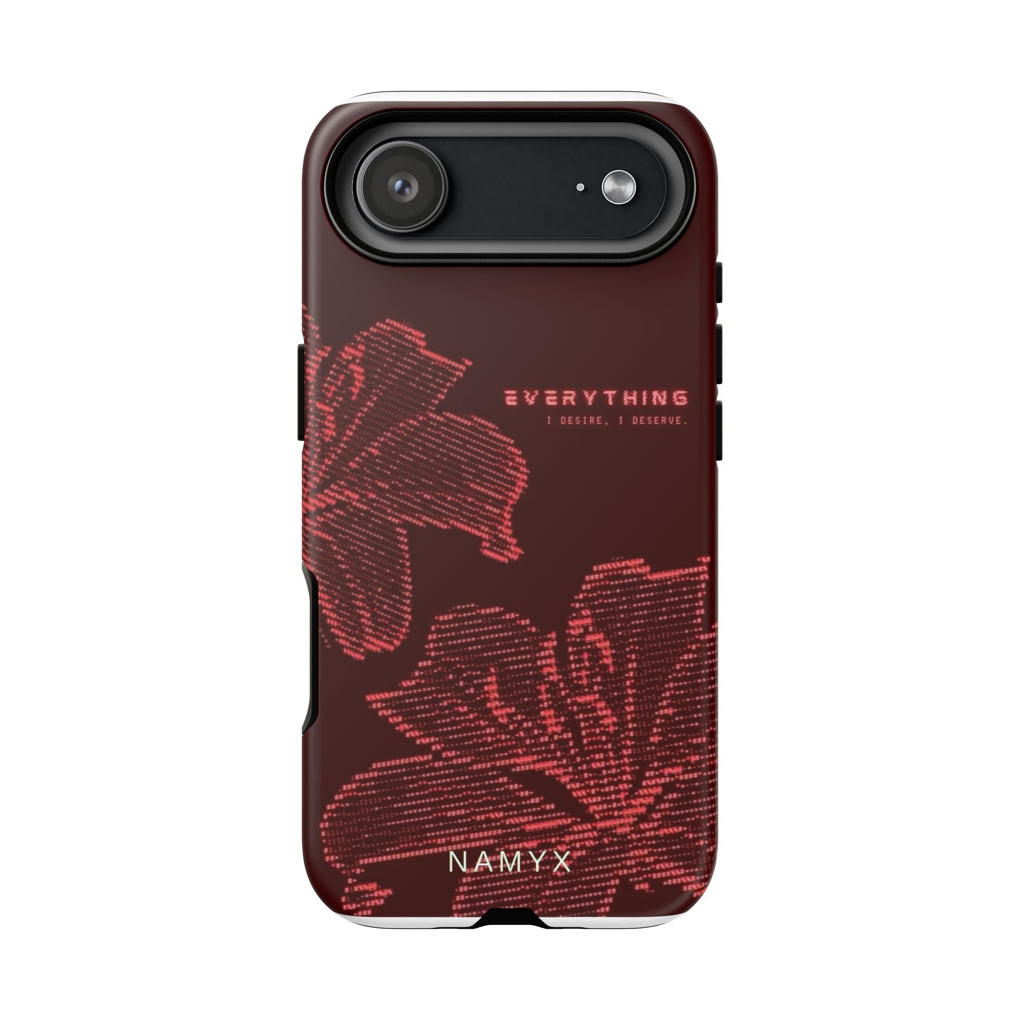 Floral Tough Phone Case — 'Everything' Burgundy Protective Cover
