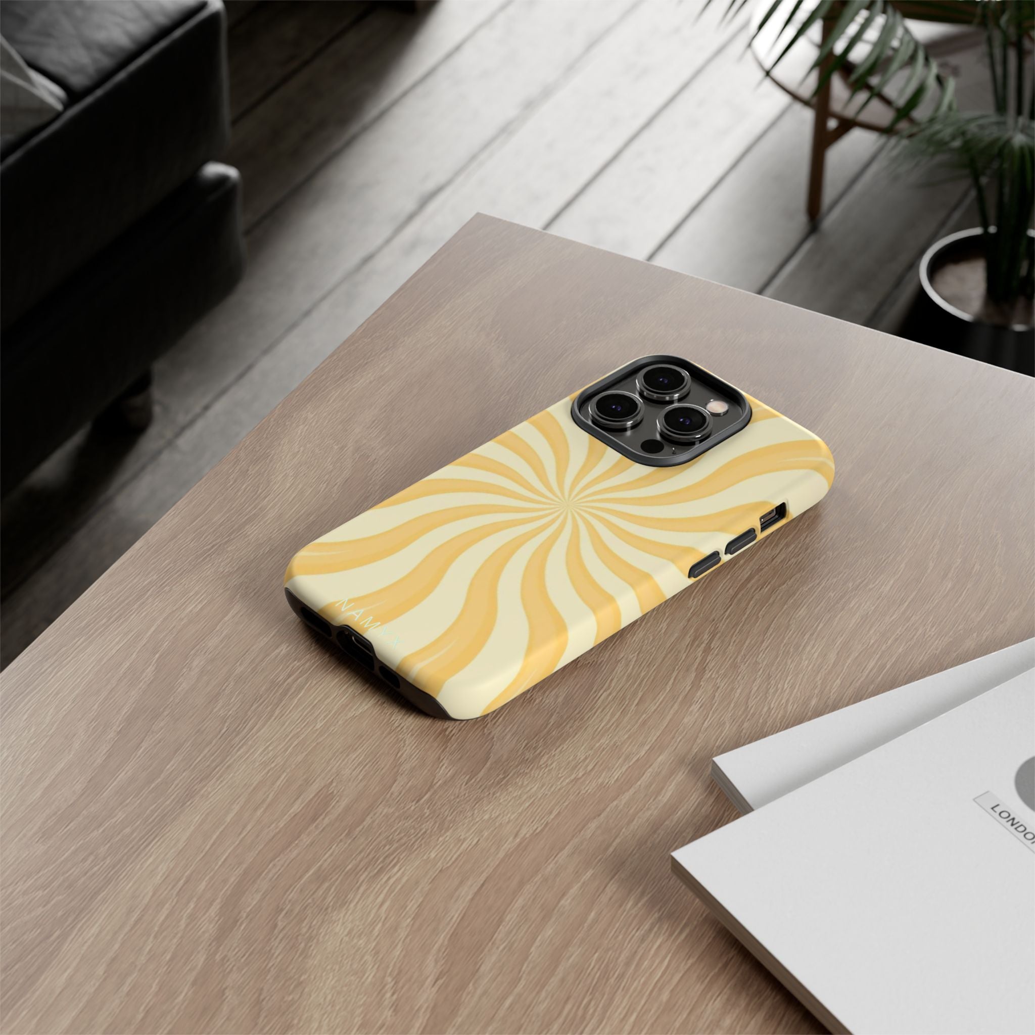 Phone Case — Retro Yellow Swirl Tough Protective Cover