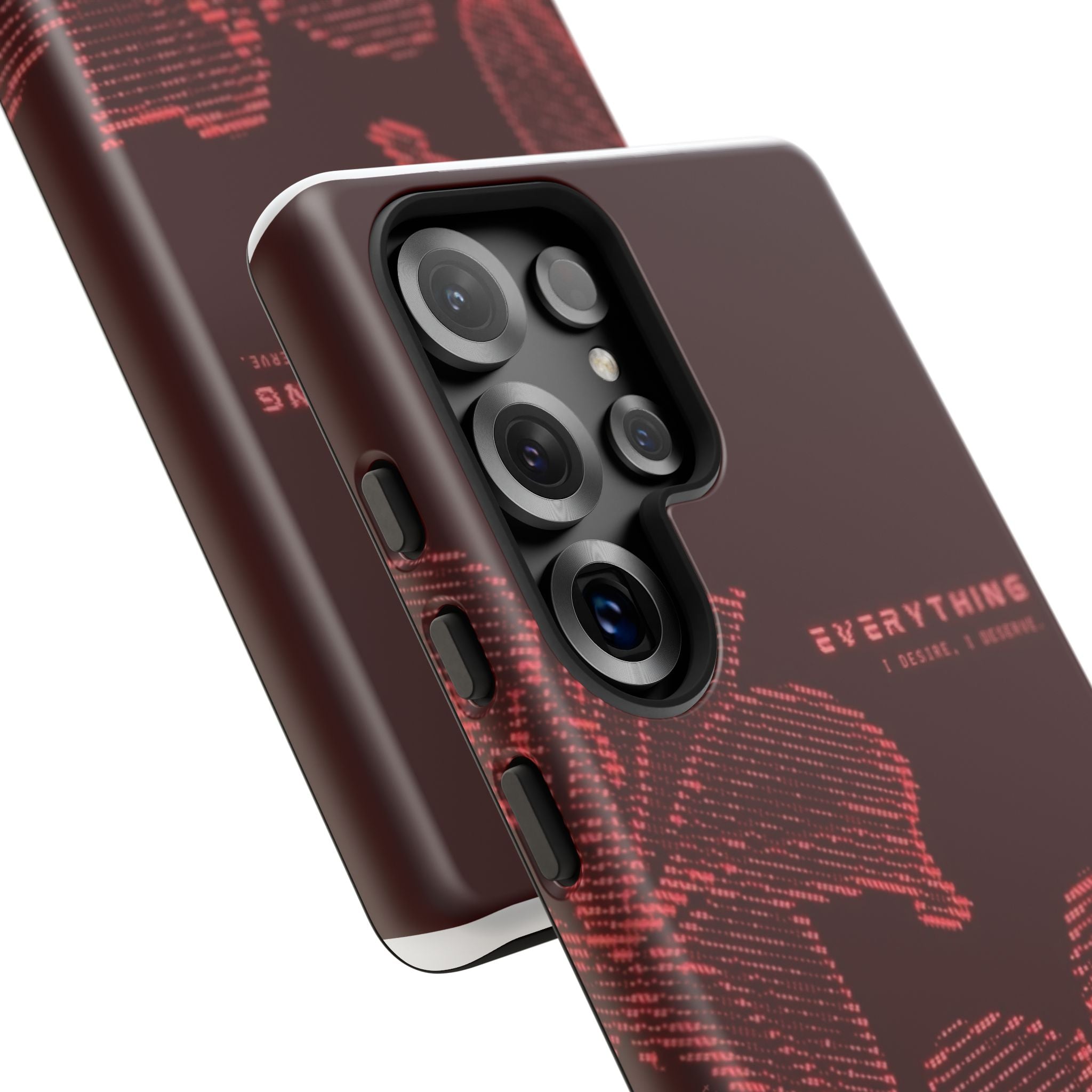 Floral Tough Phone Case — 'Everything' Burgundy Protective Cover