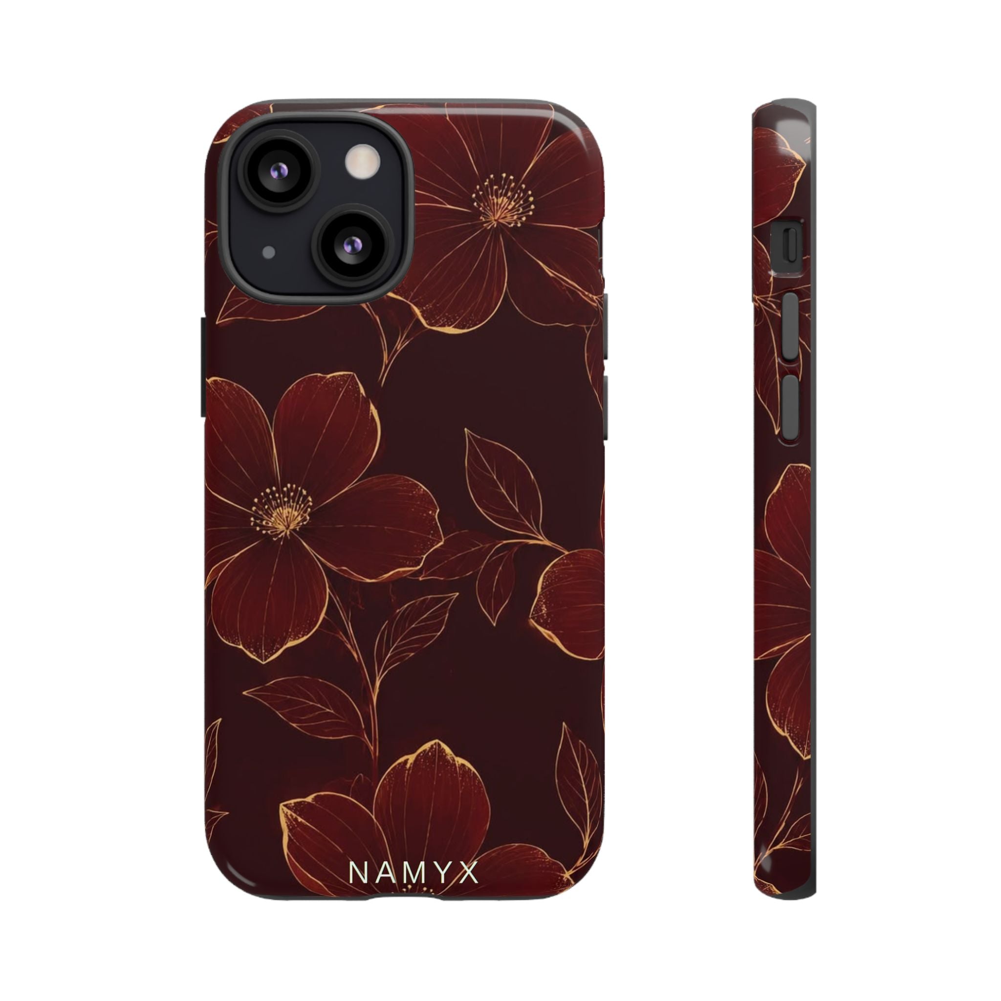 Floral Tough Case — Dark Red Botanical Phone Case