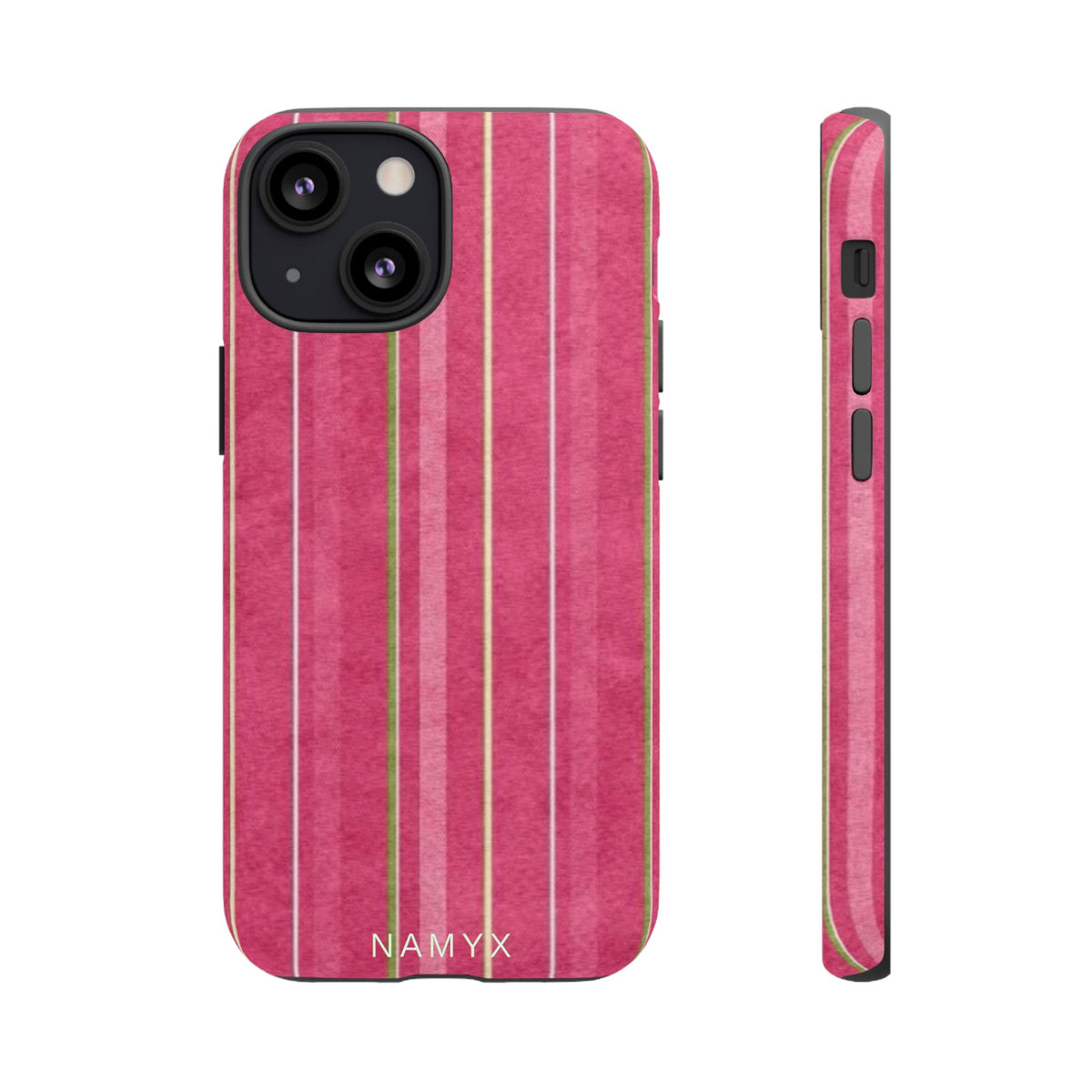Pink Vertical Stripe Tough Phone Case — Durable Protective iPhone Cover with Subtle Vintage Stripes