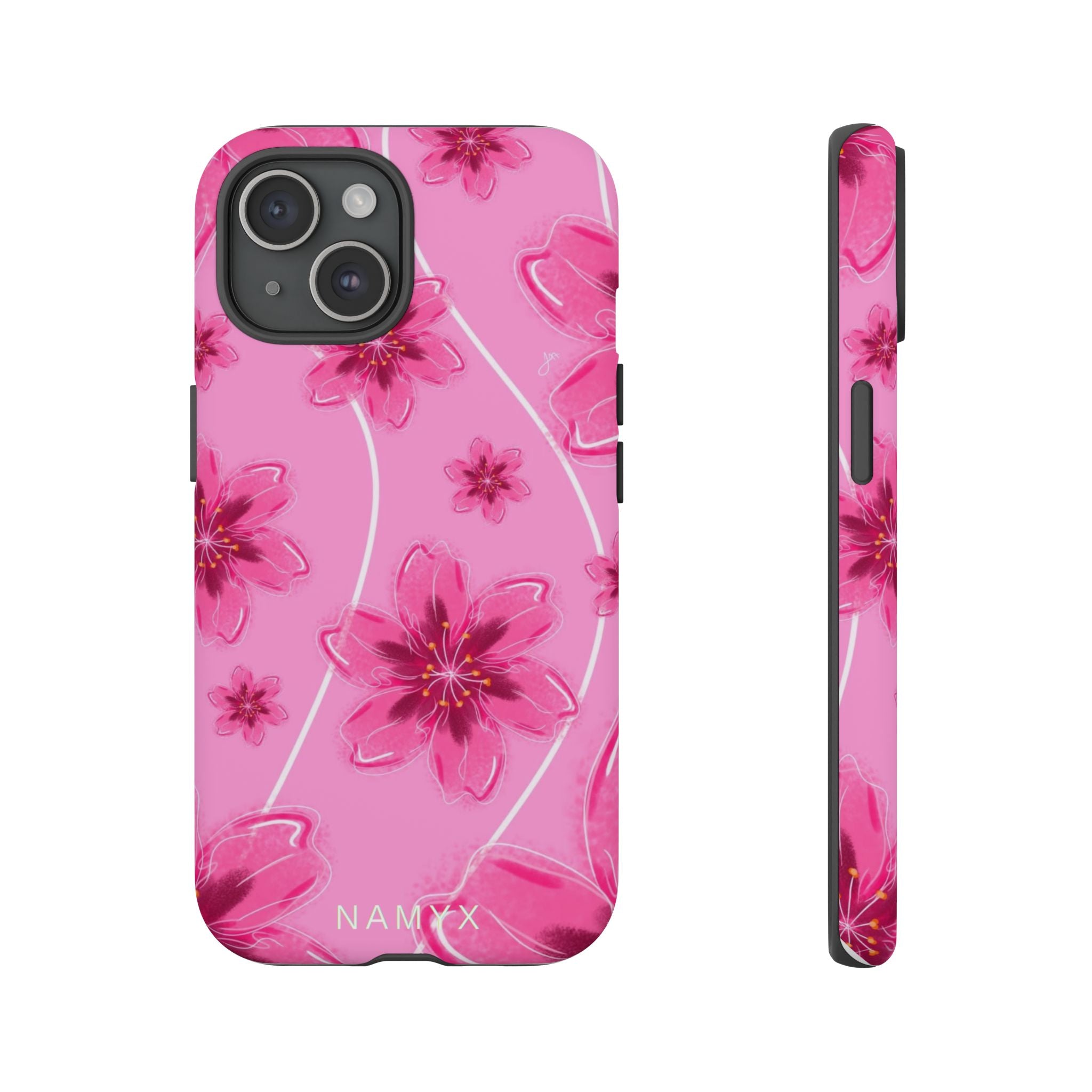 Pink Cherry Blossom Tough Phone Case — Floral Protective Cover