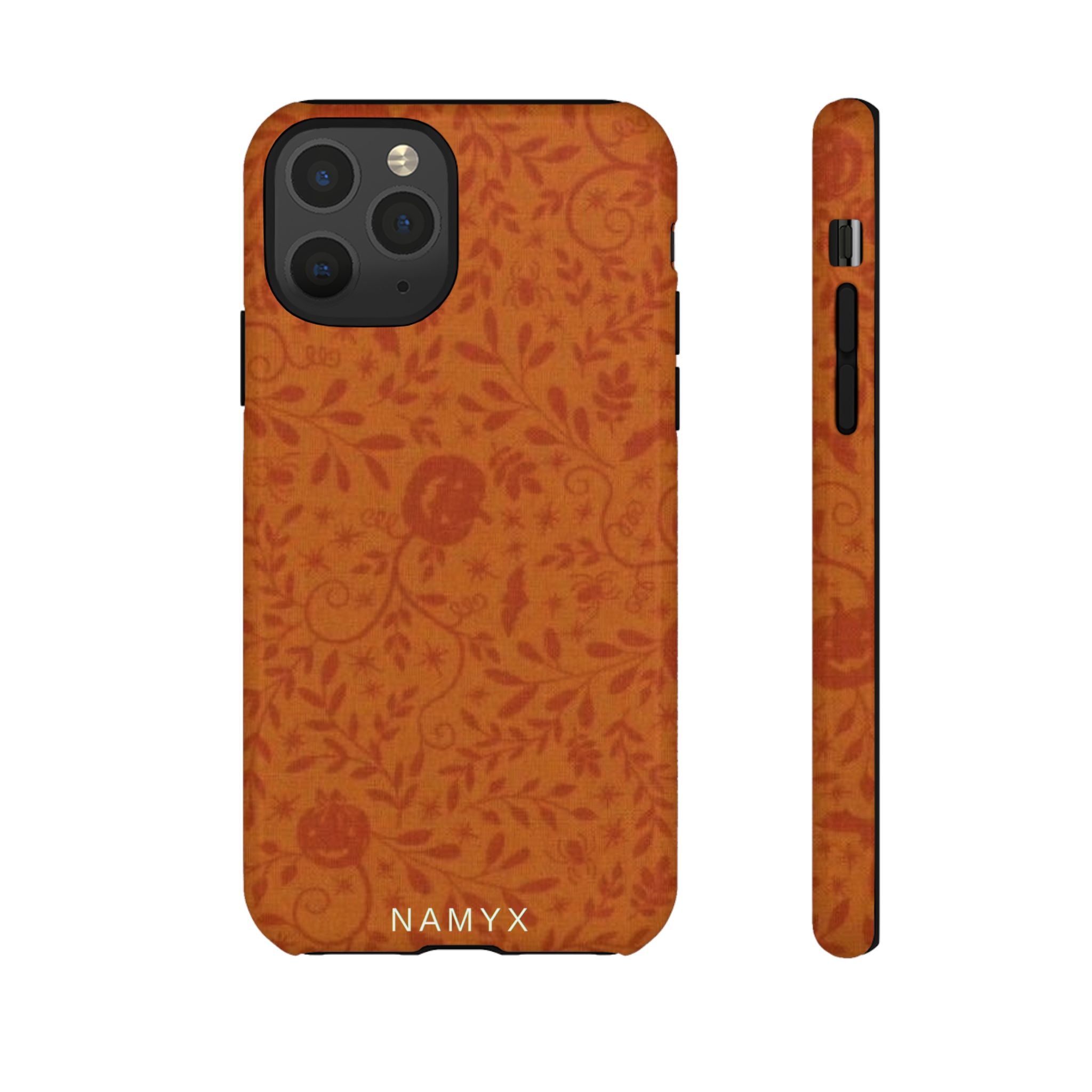Floral Leather Phone Case — Rustic Orange Botanical Tough Case