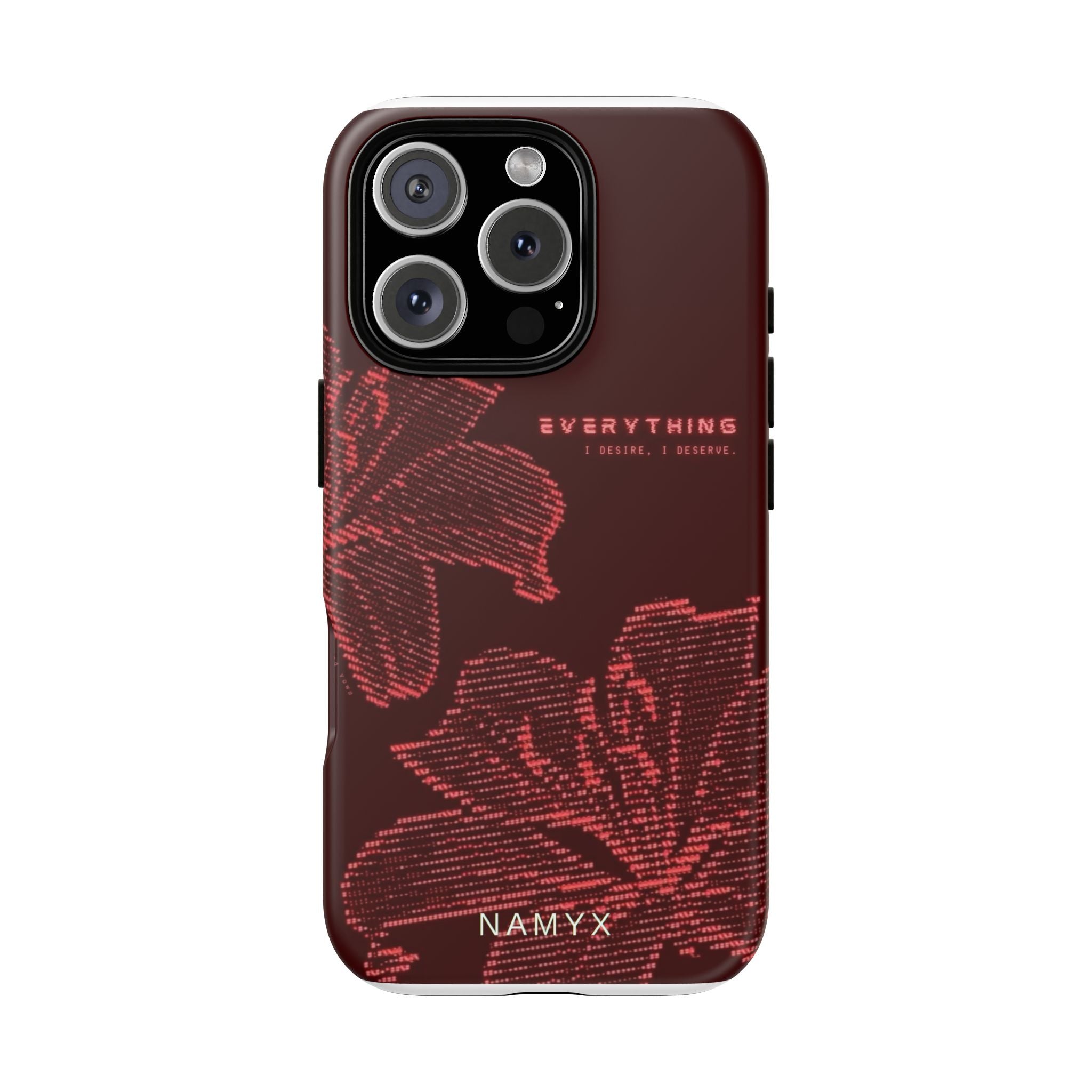 Floral Tough Phone Case — 'Everything' Burgundy Protective Cover