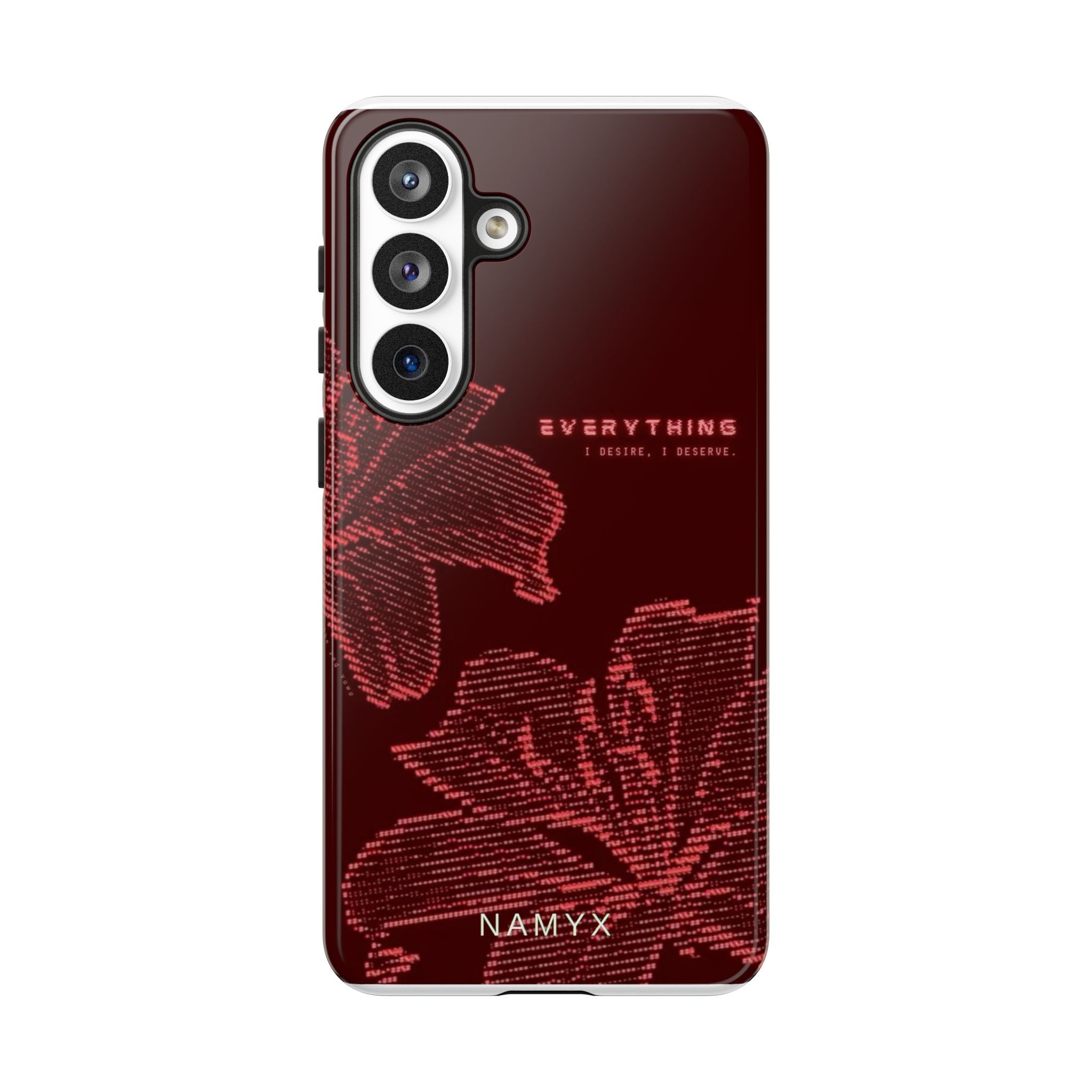 Floral Tough Phone Case — 'Everything' Burgundy Protective Cover