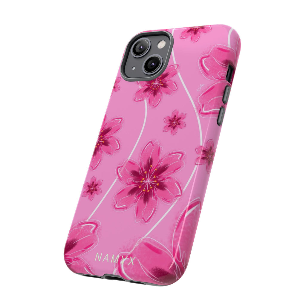 Pink Cherry Blossom Tough Phone Case — Floral Protective Cover