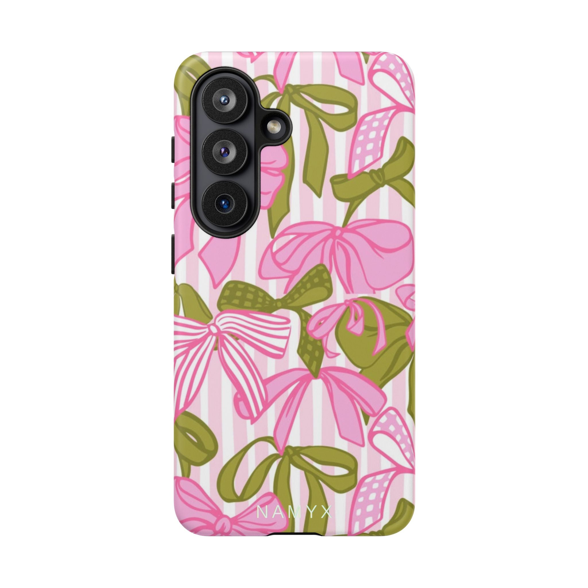 Bow Pattern Tough Case - Pink & Olive Floral Phone Cover