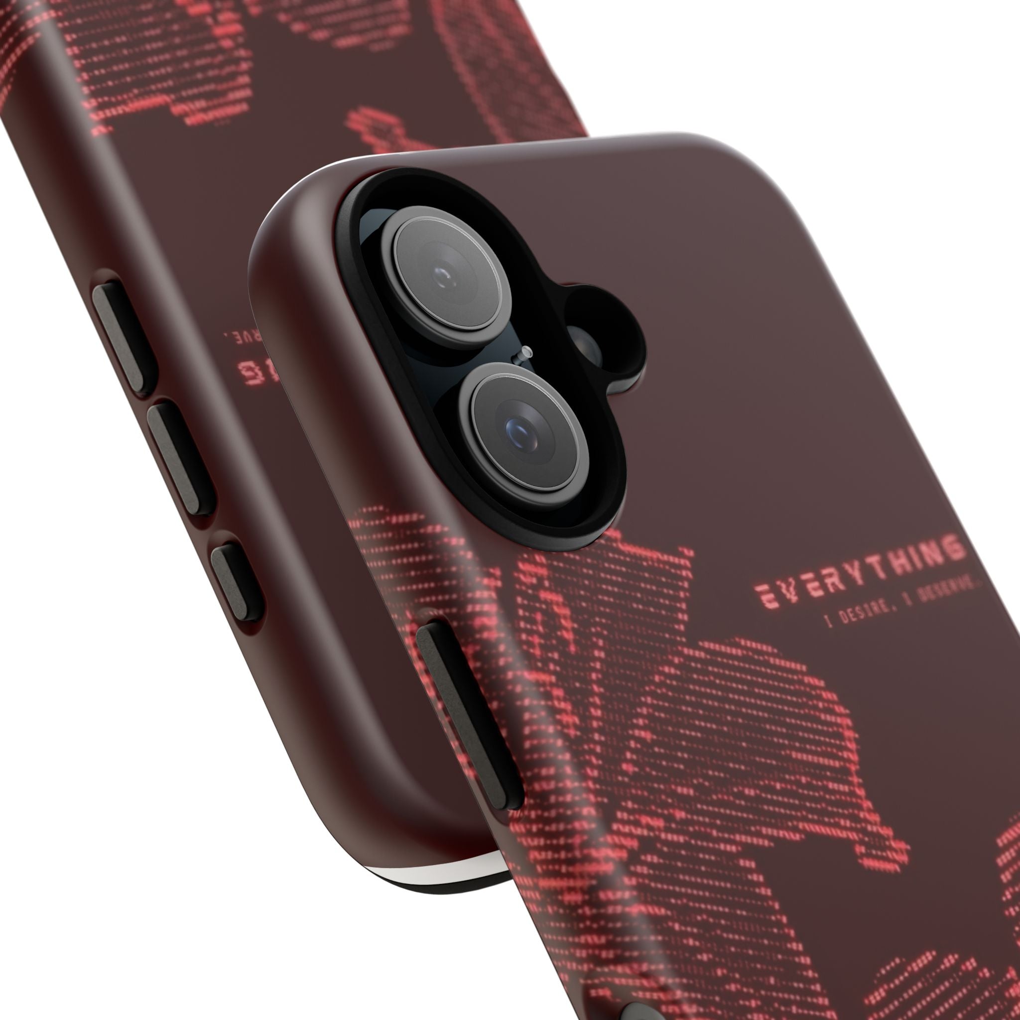 Floral Tough Phone Case — 'Everything' Burgundy Protective Cover