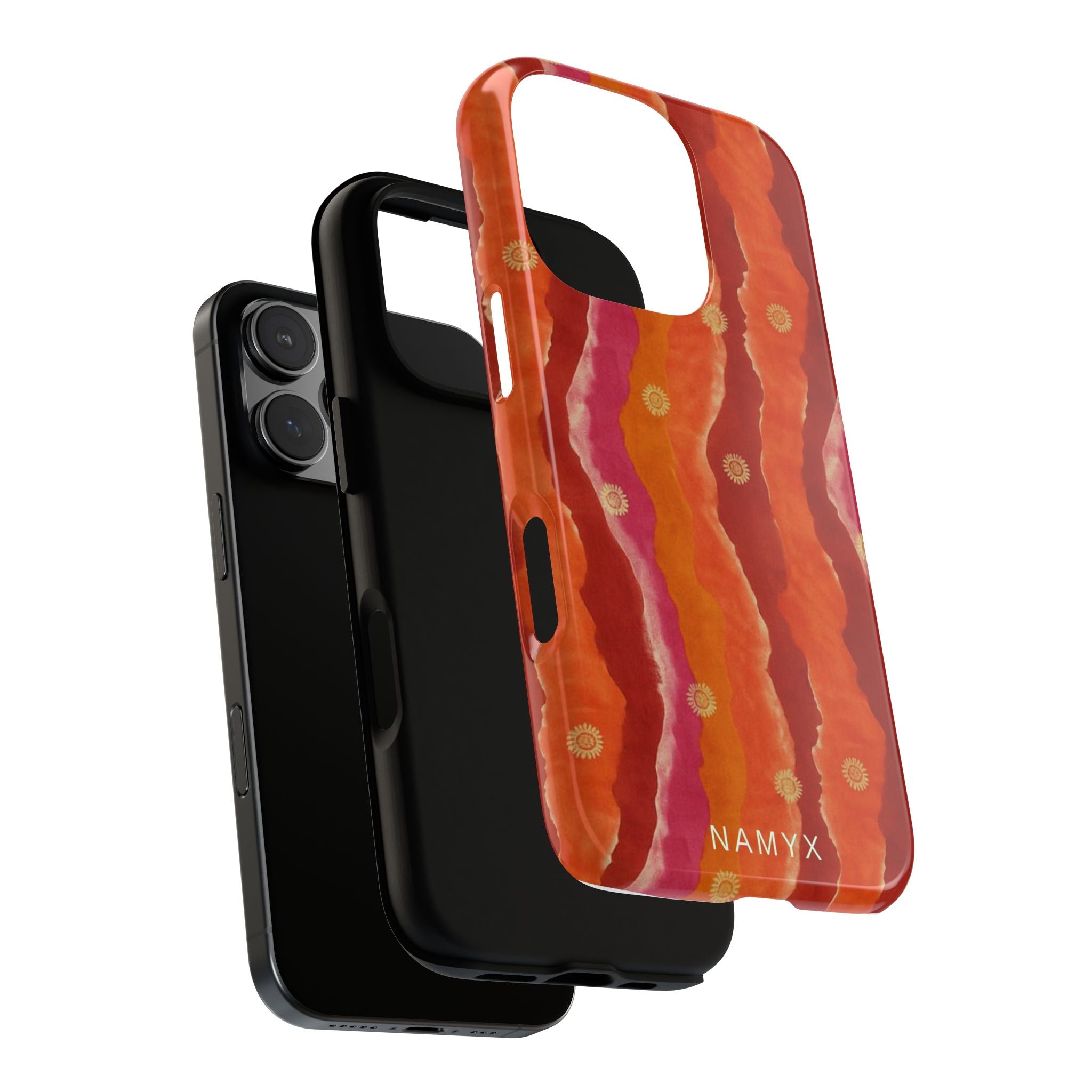 Abstract Red Waves Phone Case — Bold Orange & Pink Protective Tough Case