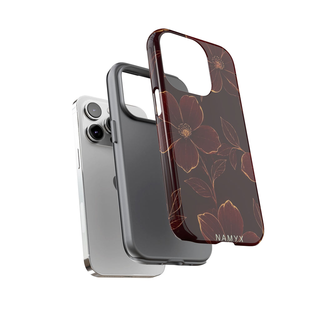 Floral Tough Case — Dark Red Botanical Phone Case