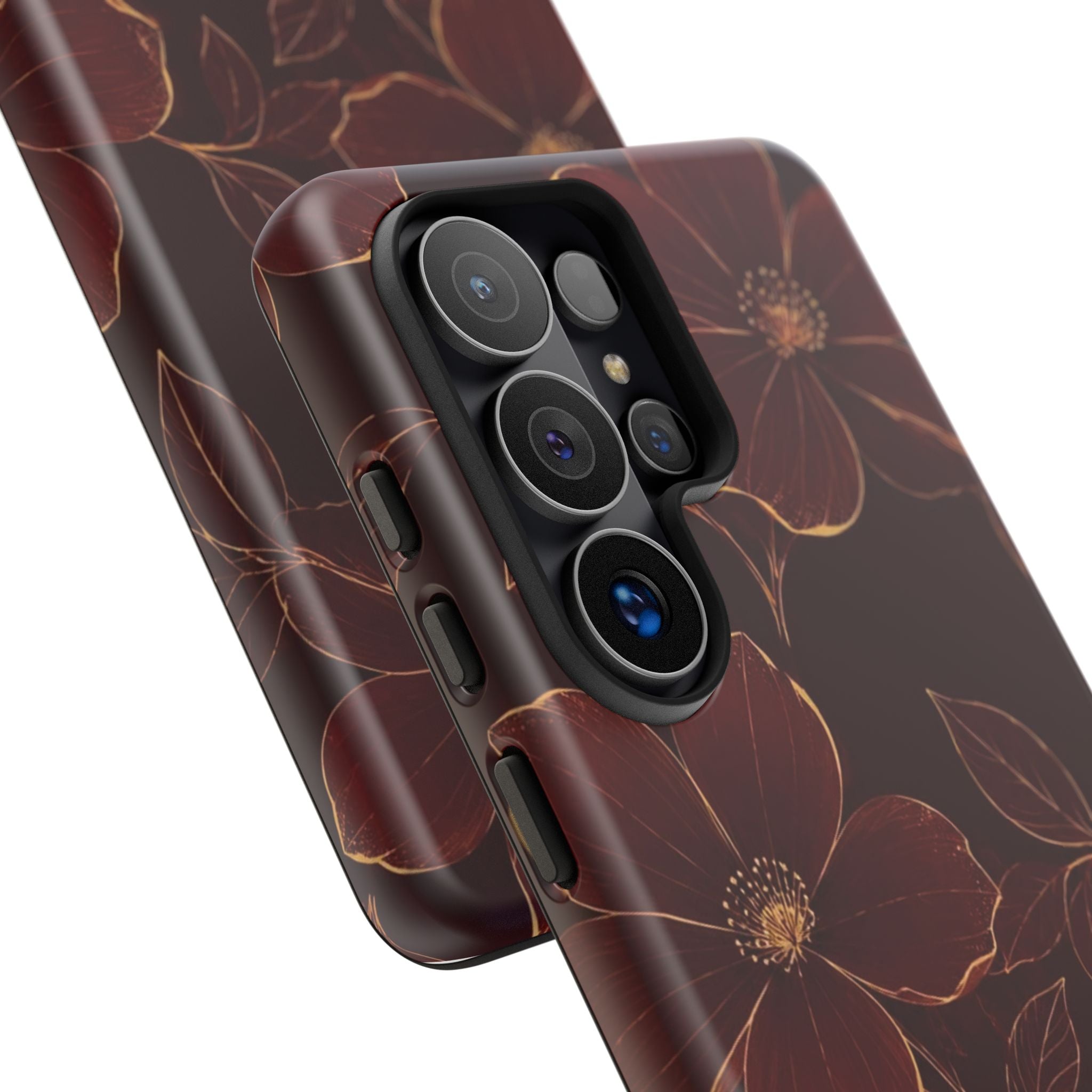 Floral Tough Case — Dark Red Botanical Phone Case
